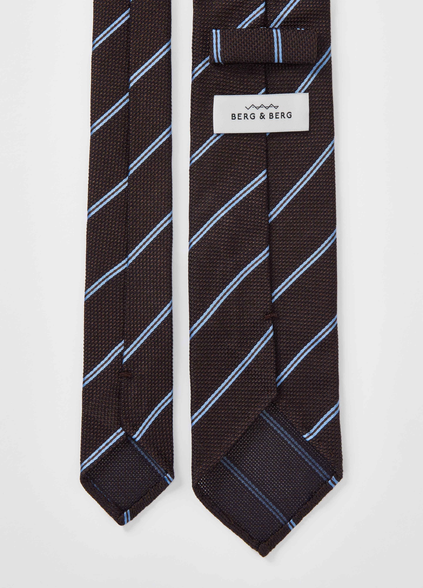 Grenadine Stripe Tie - Brown/Sky Berg & Berg