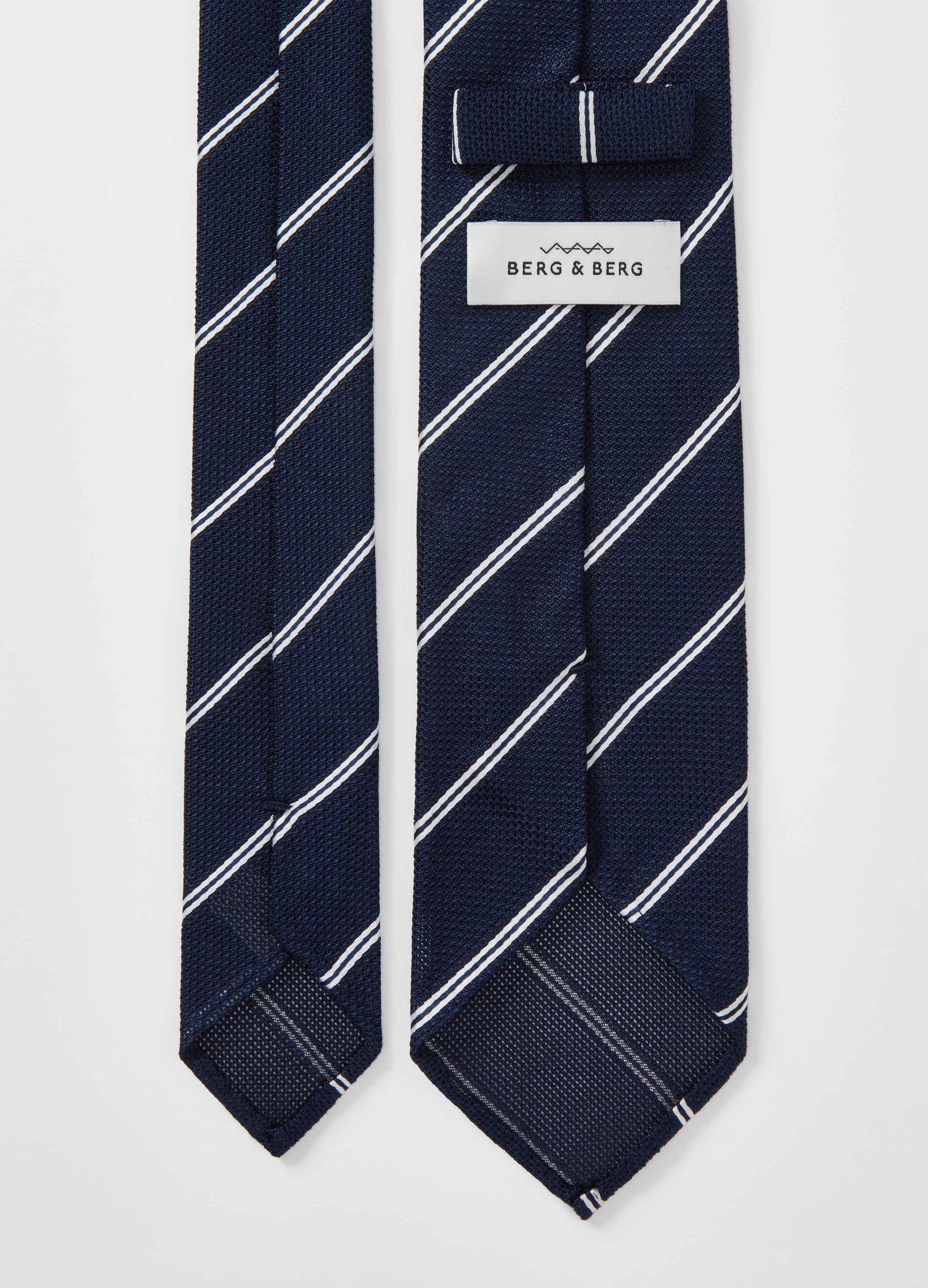 Grenadine Stripe Tie - Navy/White Berg & Berg