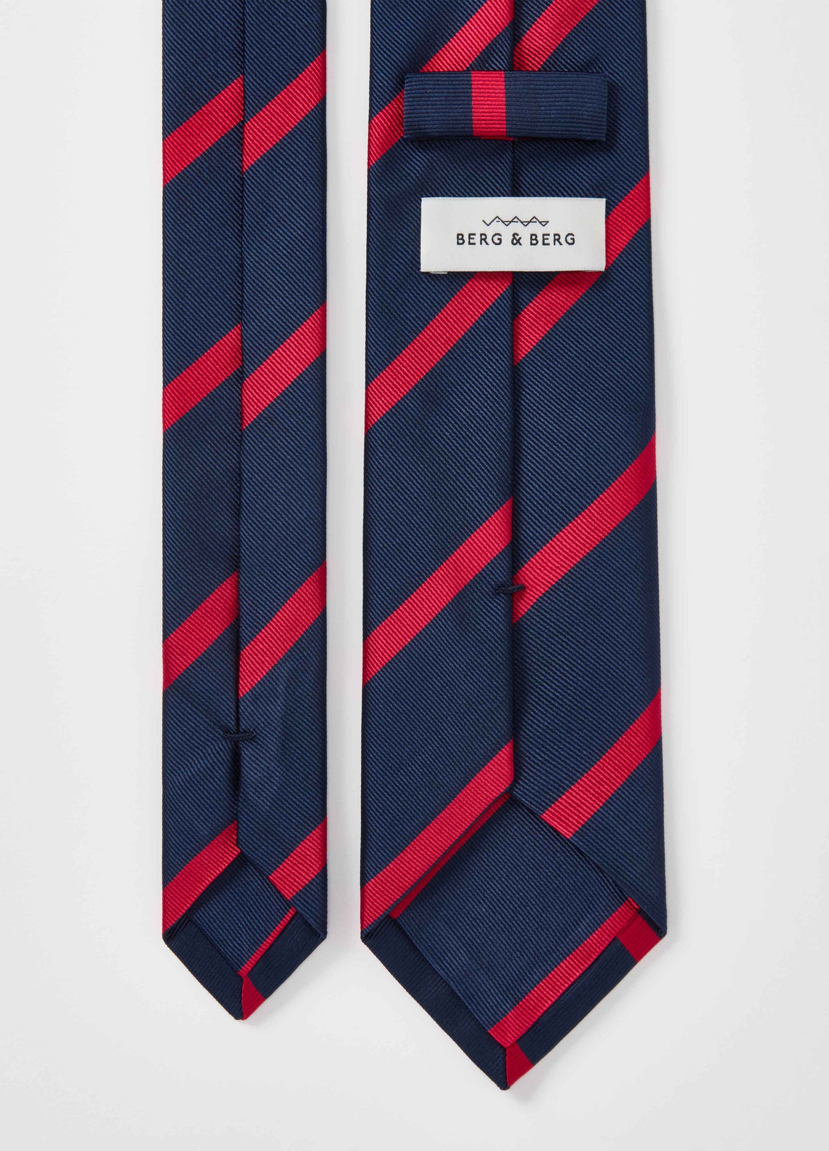 Striped Silk Tie - Navy/Red Berg & Berg