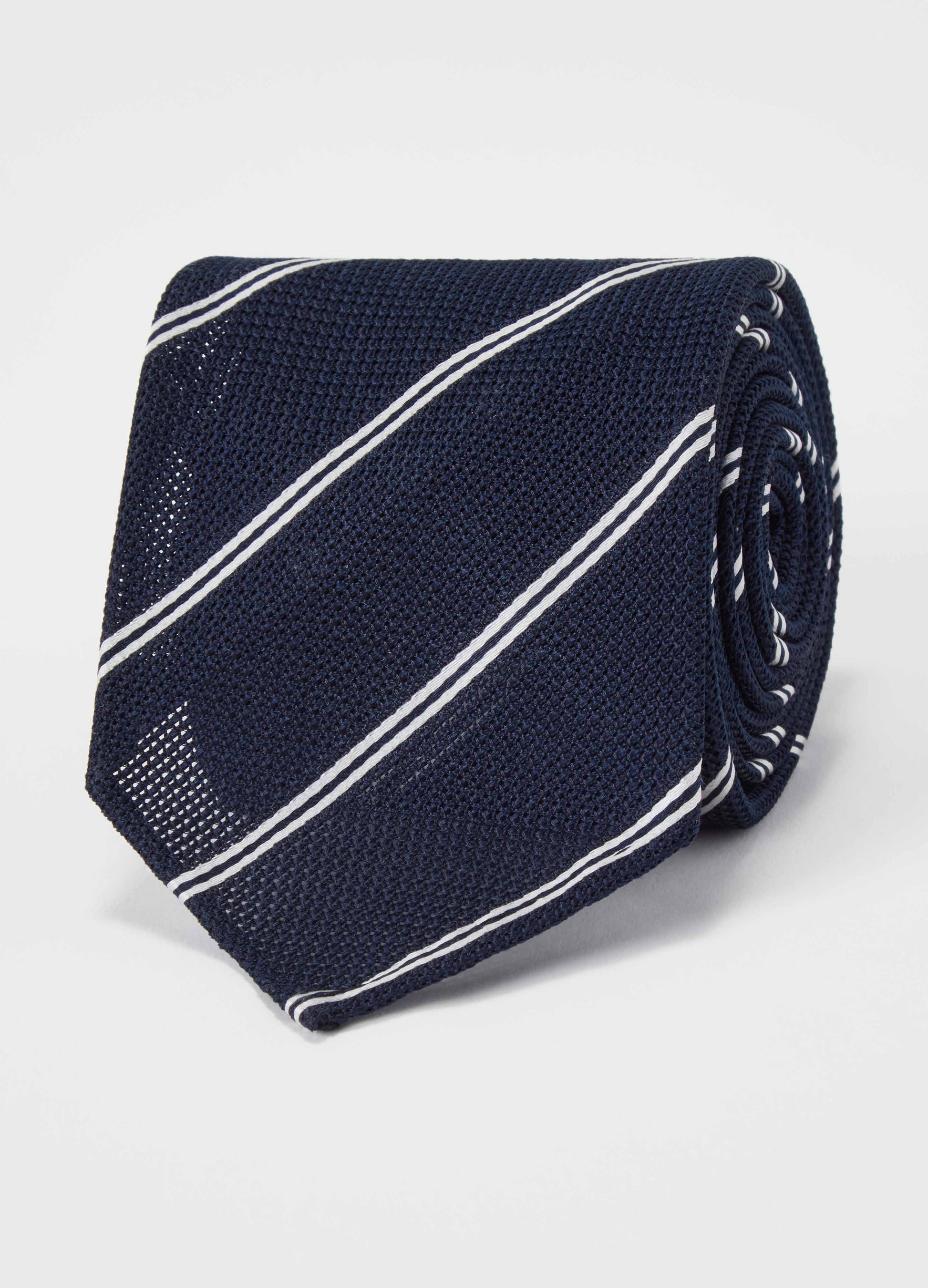 Grenadine Stripe Tie - Navy/White Berg & Berg