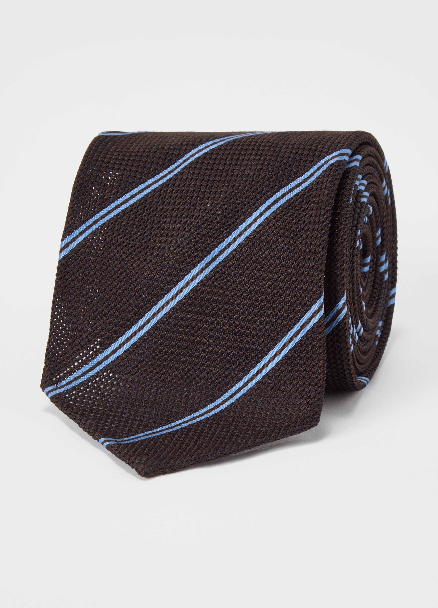 Grenadine Stripe Tie - Brown/Sky Berg & Berg