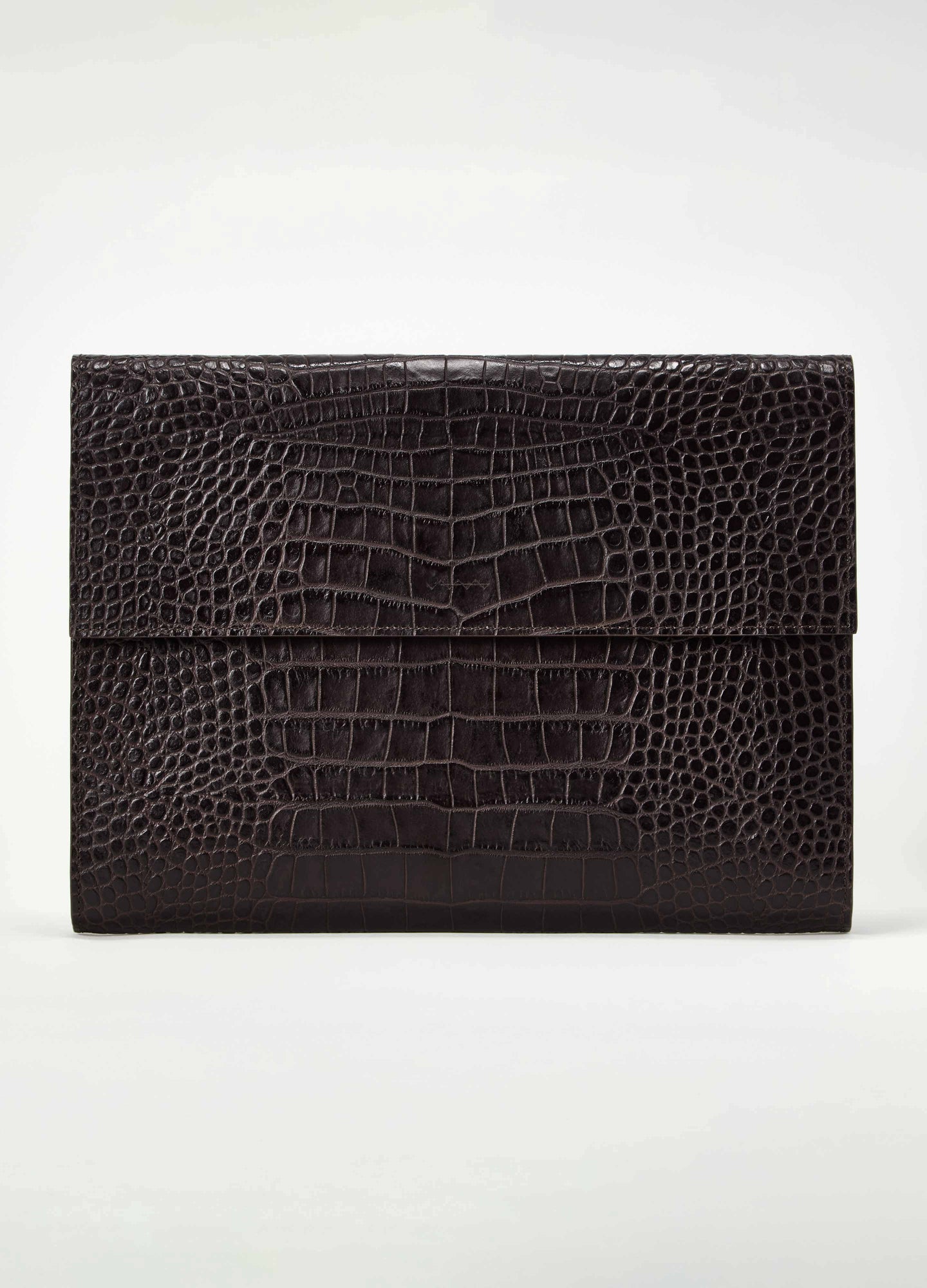 Croco Calf Laptop Portfolio - Dark Brown