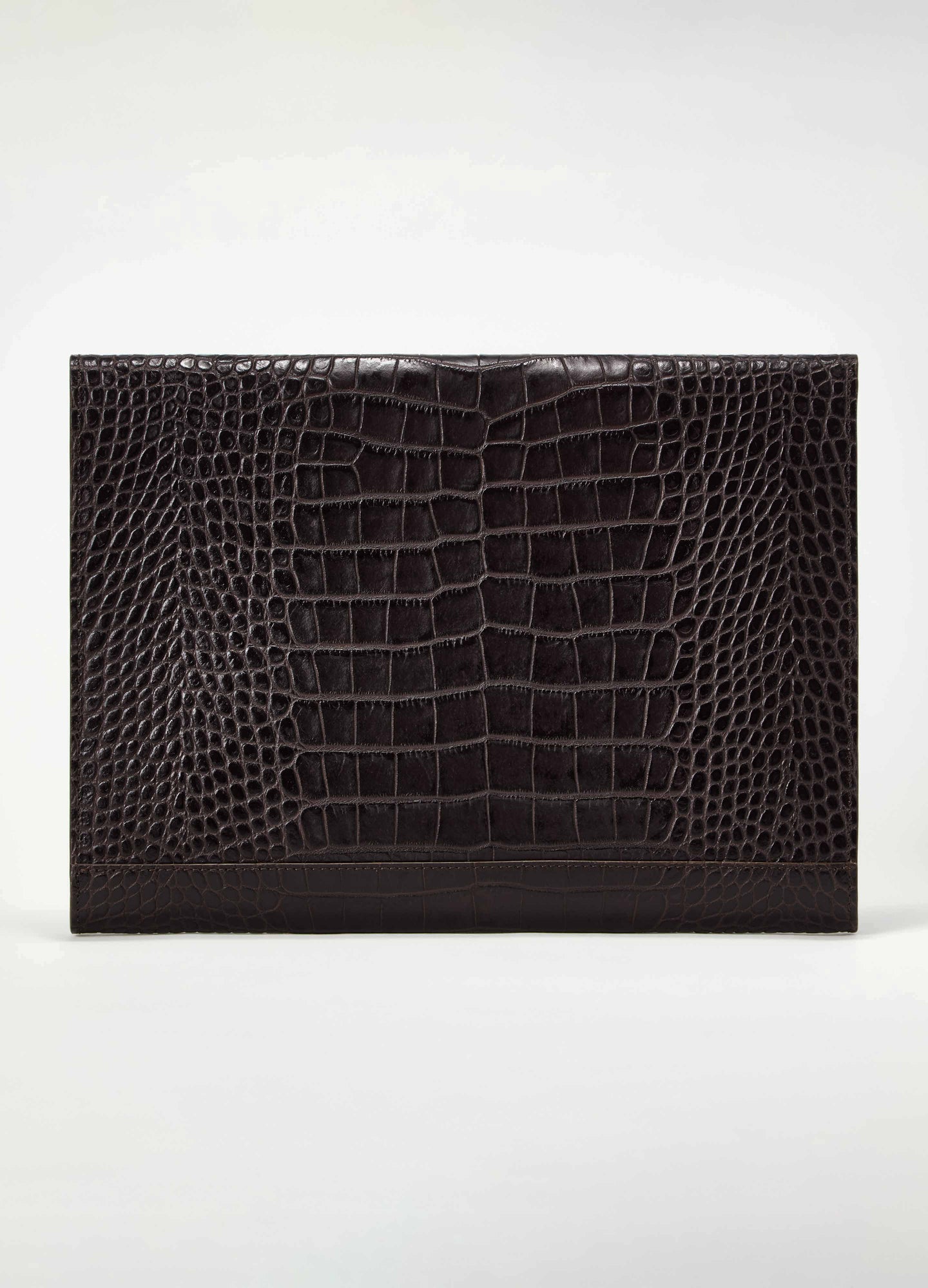 Croco Calf Laptop Portfolio - Dark Brown