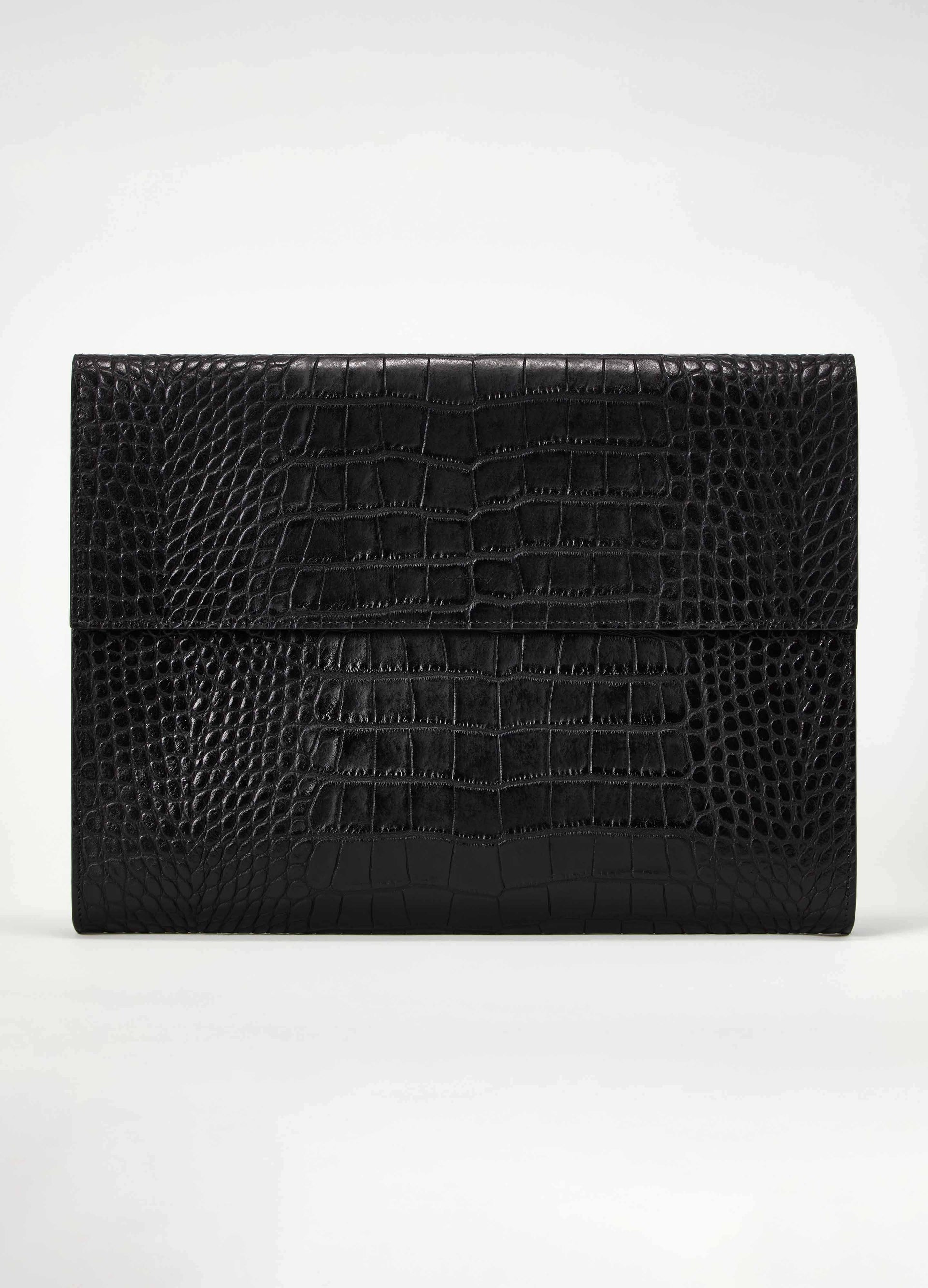Croco Calf Laptop Portfolio - Black Berg&Berg
