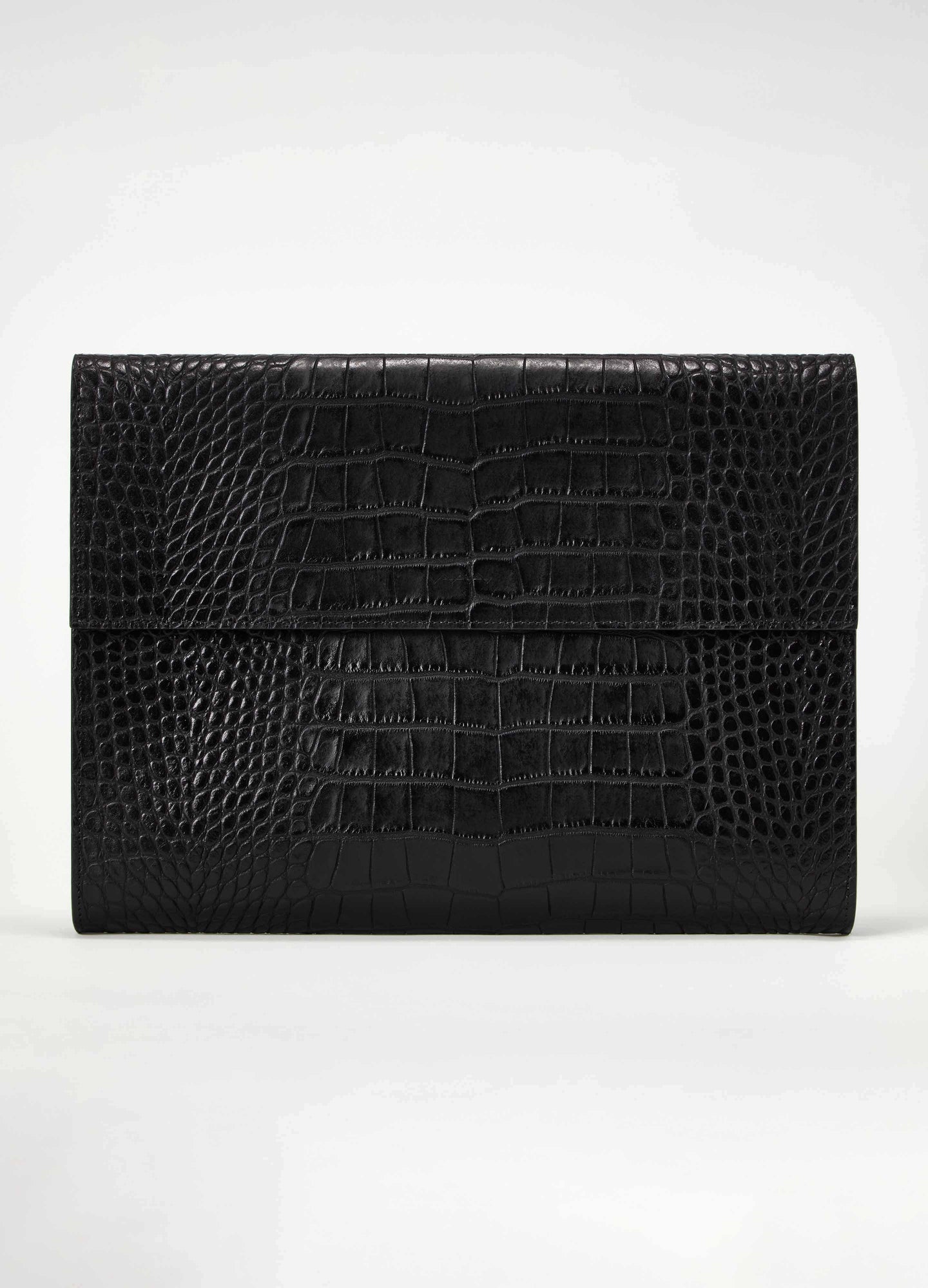 Croco Calf Laptop Portfolio - Black