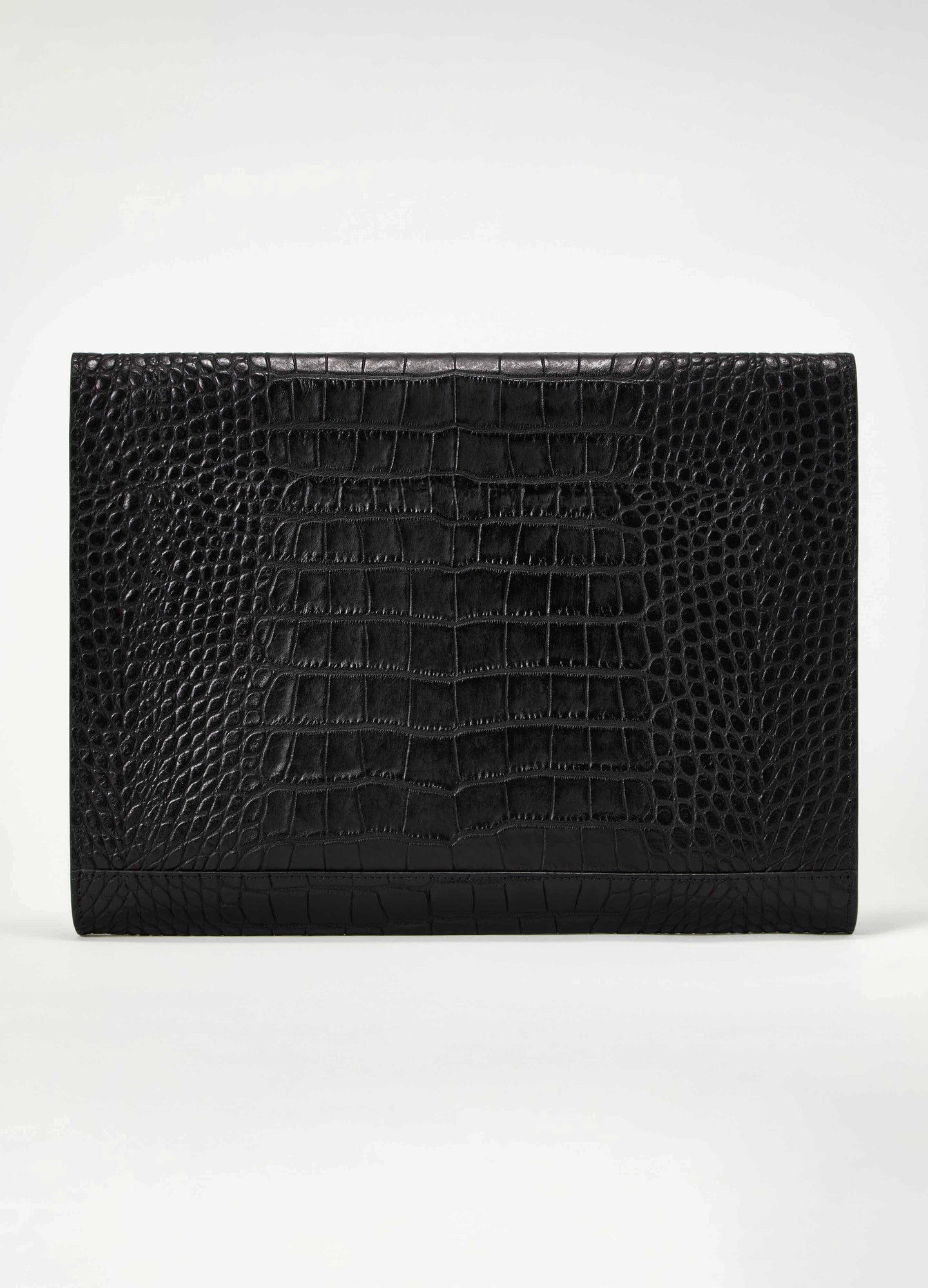 Croco Calf Laptop Portfolio - Black