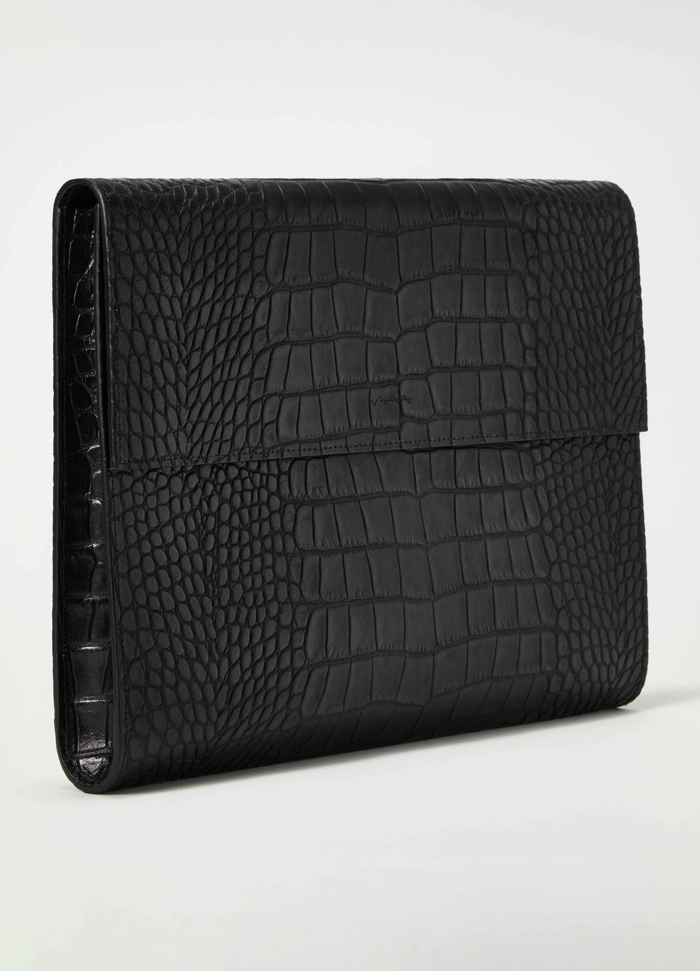 Croco Calf Laptop Portfolio - Black