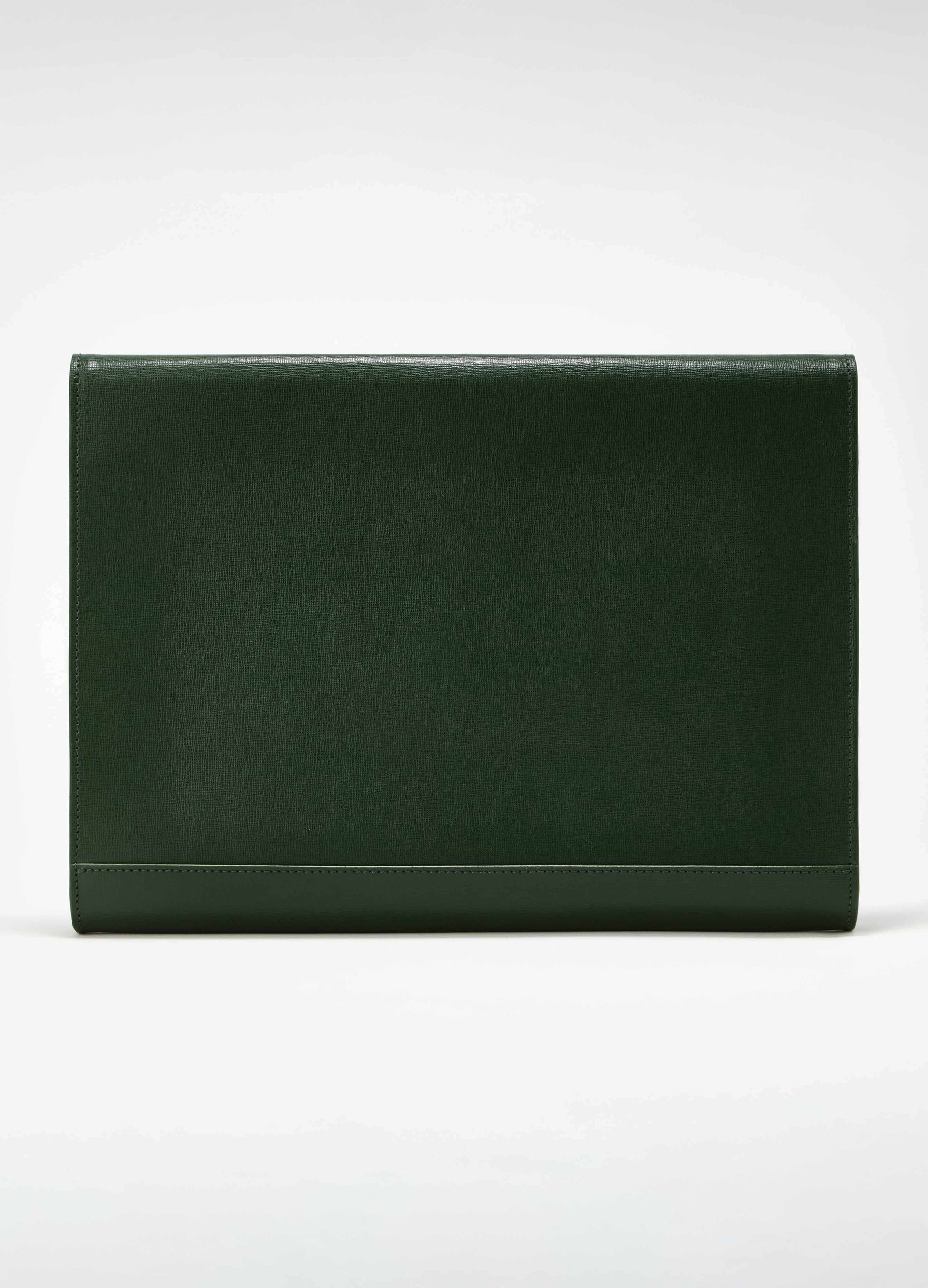 Saffiano Leather Laptop Portfolio - Bottle Green Berg&Berg
