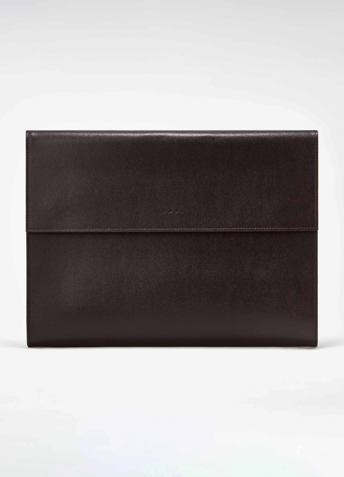 Saffiano Leather Laptop Portfolio - Dark Brown