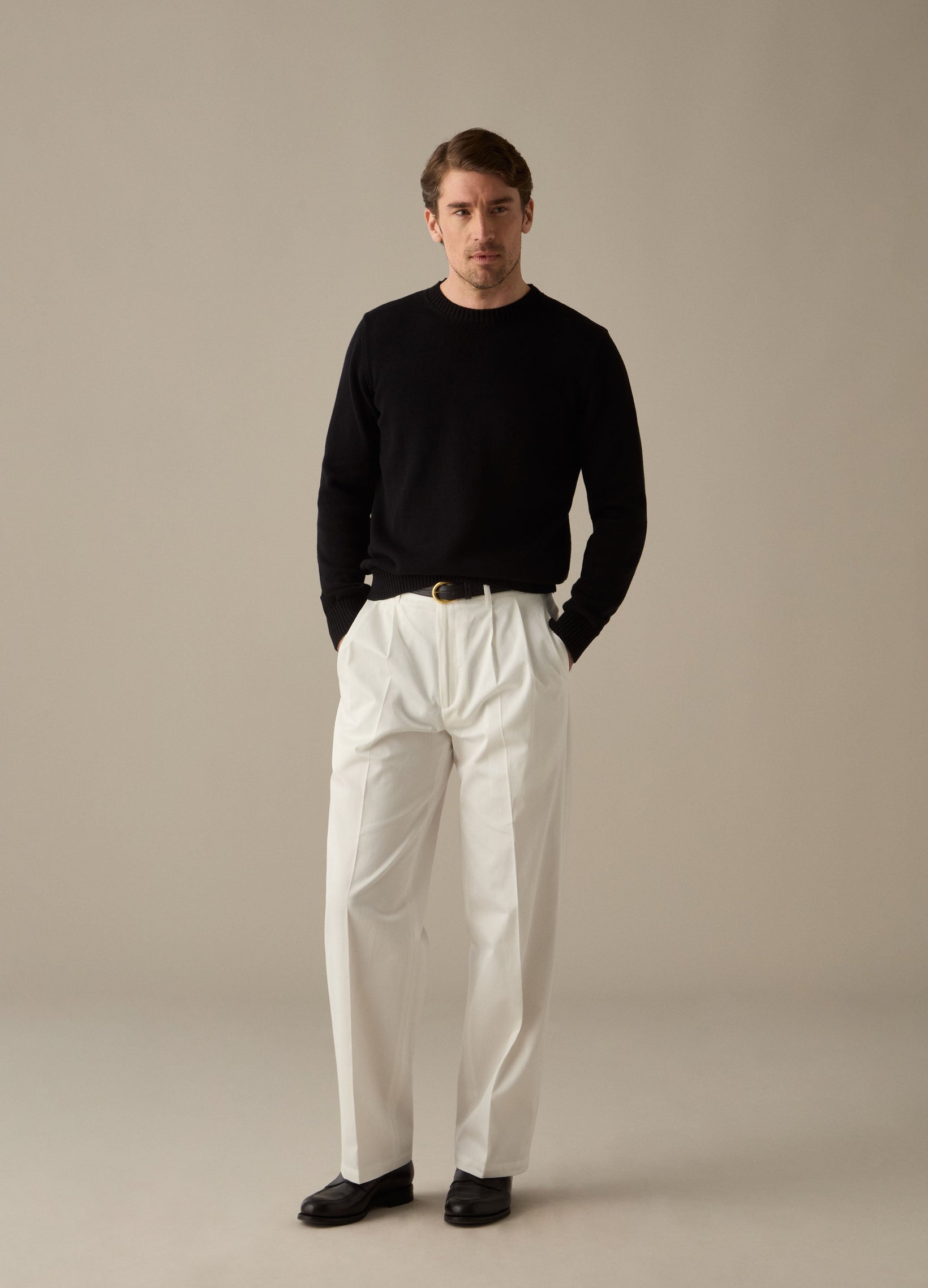 Antonello Cotton Trousers - Cream Berg & Berg