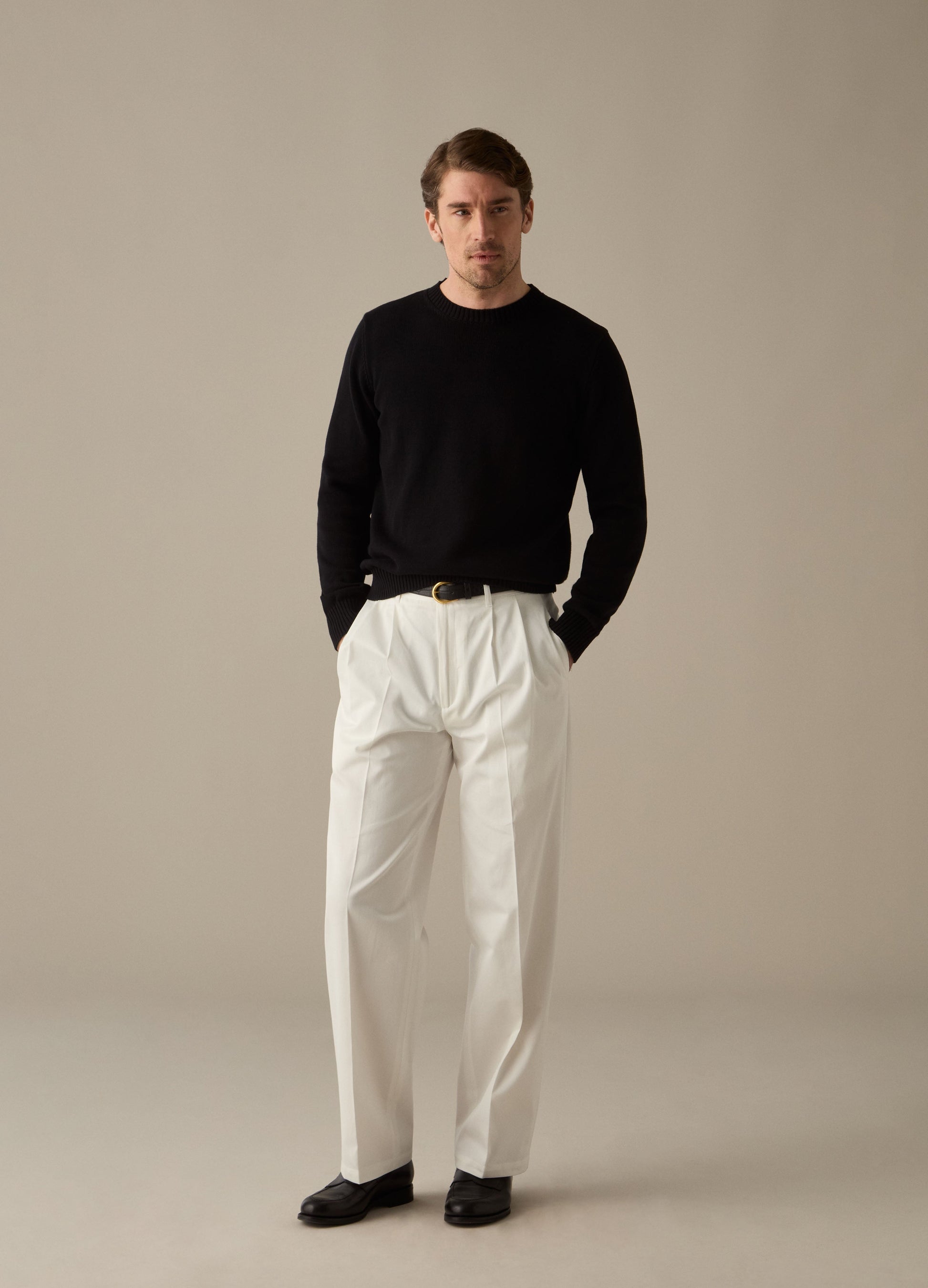 Antonello Cotton Trousers - Cream Berg & Berg