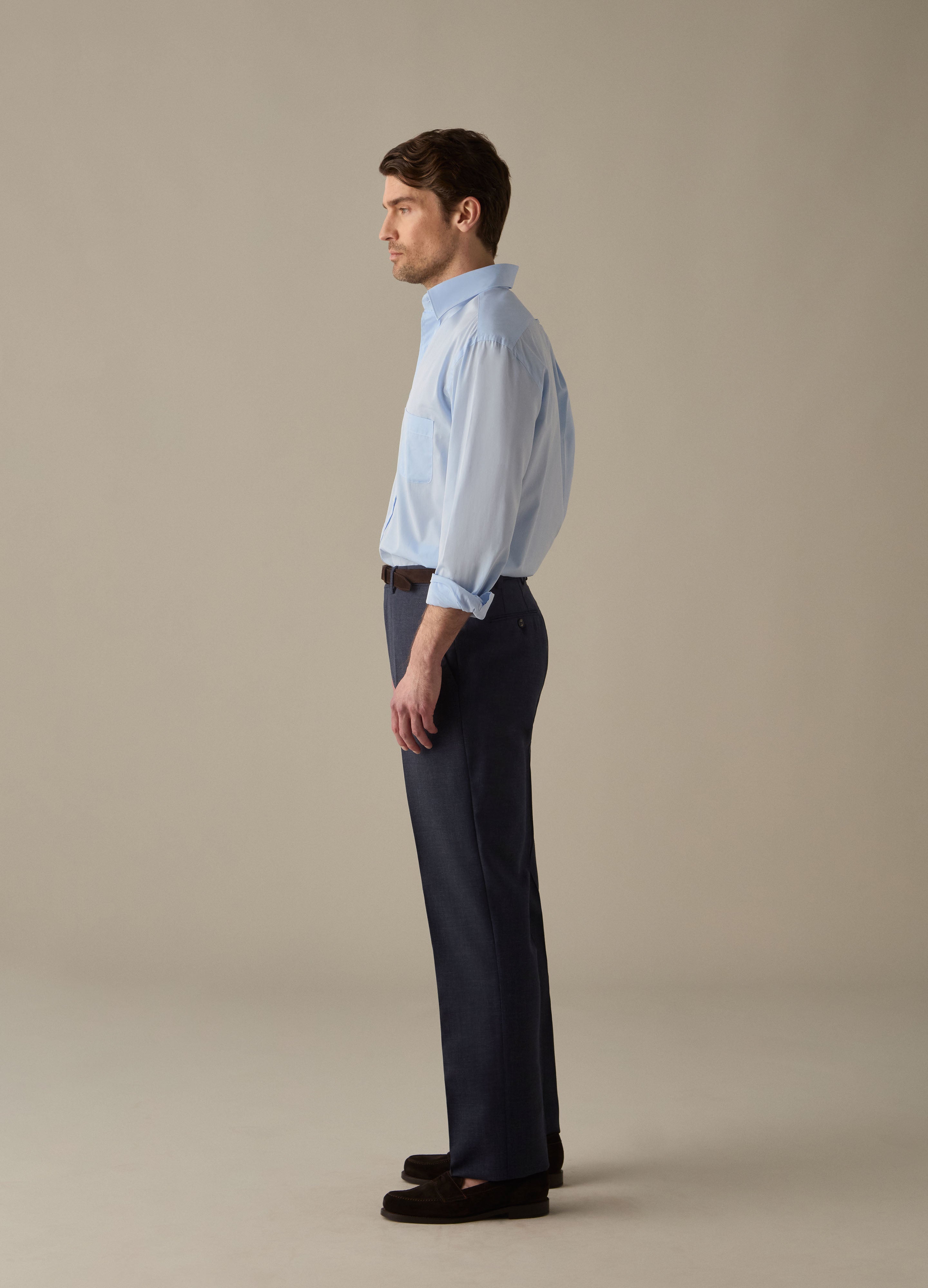 Alfie High Twist Wool Trousers - Air Force Blue Berg & Berg