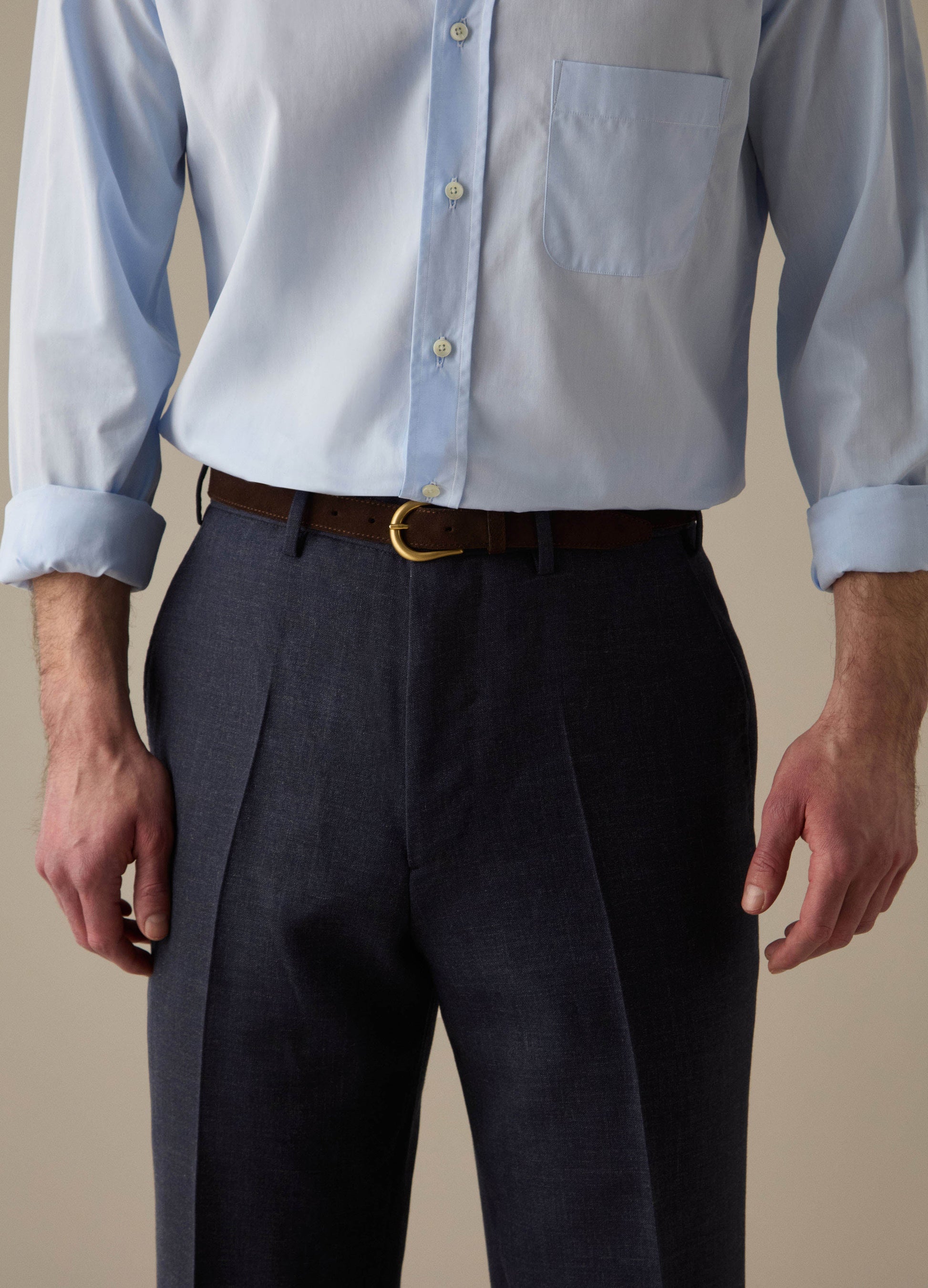 Alfie High Twist Wool Trousers - Air Force Blue Berg & Berg