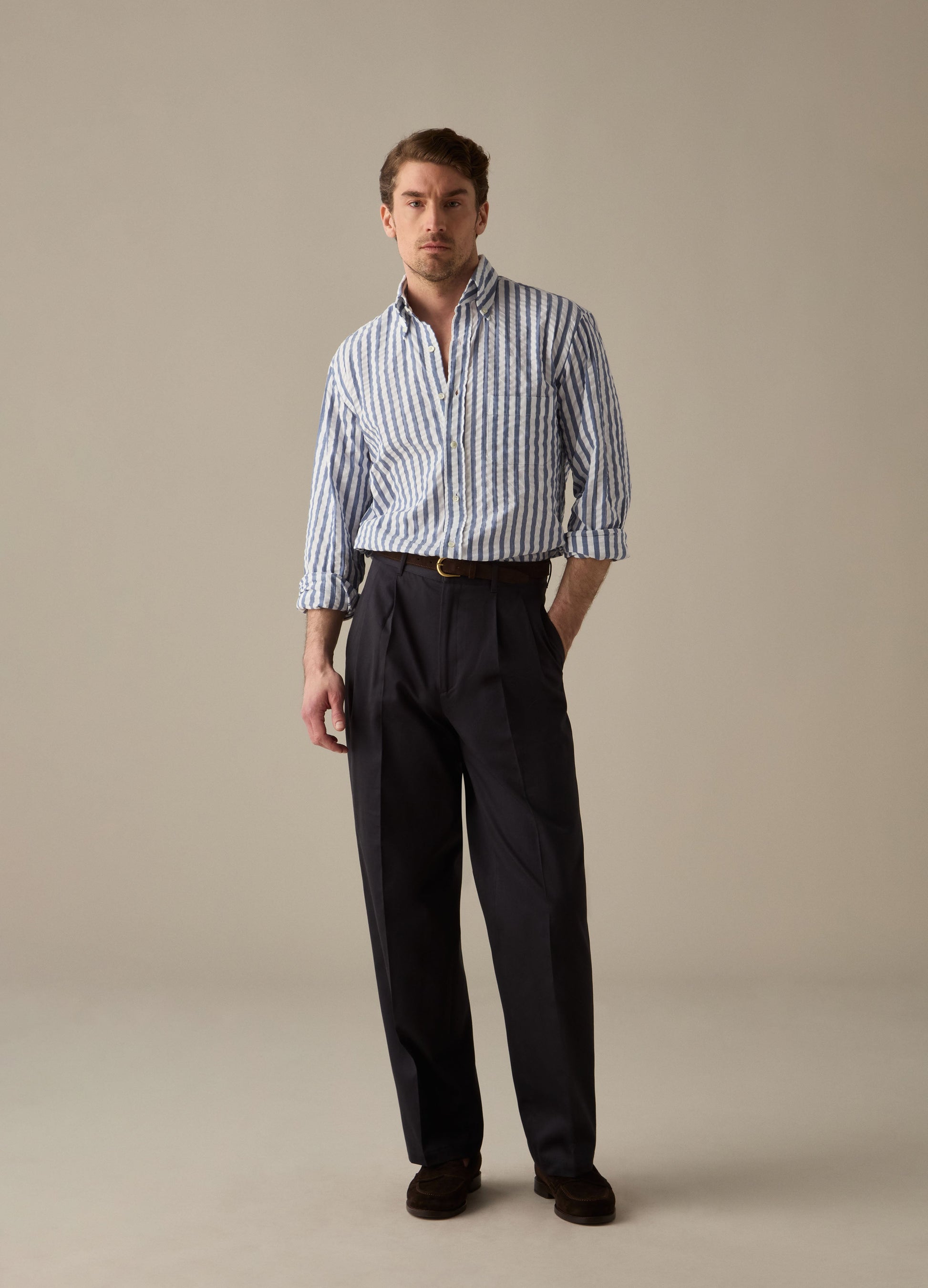 Antonello Cotton Trousers - Navy Berg & Berg