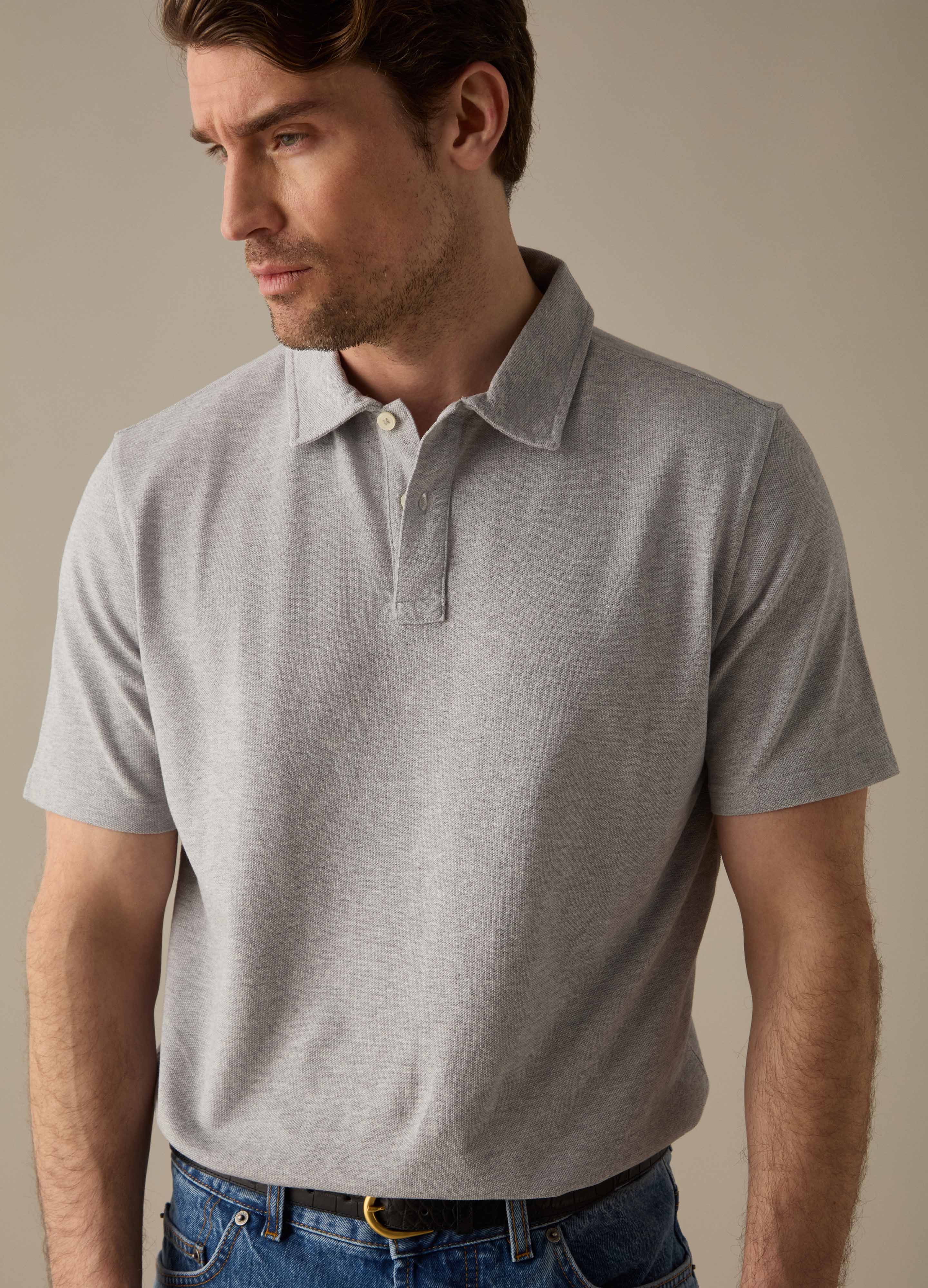 Torkel Short Sleeve Polo Shirt - Grey Melange Berg & Berg