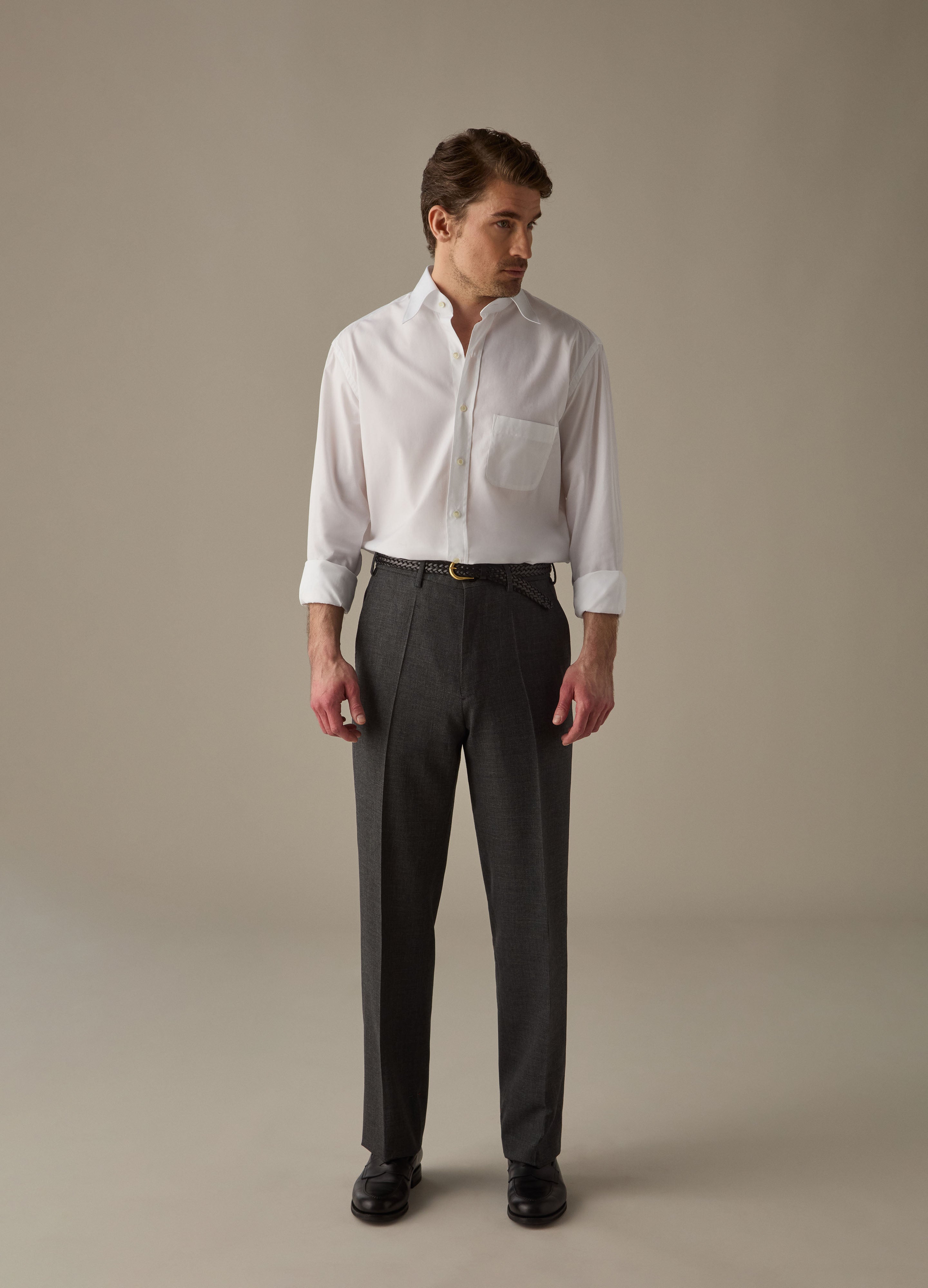 Alfie High Twist Wool Trousers - Mid Grey Berg & Berg