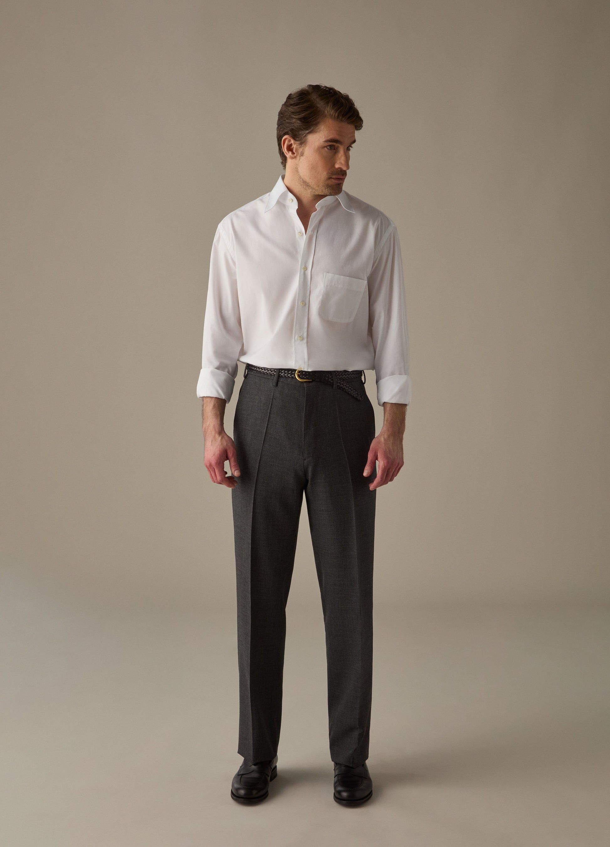 Alfie High Twist Wool Trousers - Mid Grey Berg & Berg