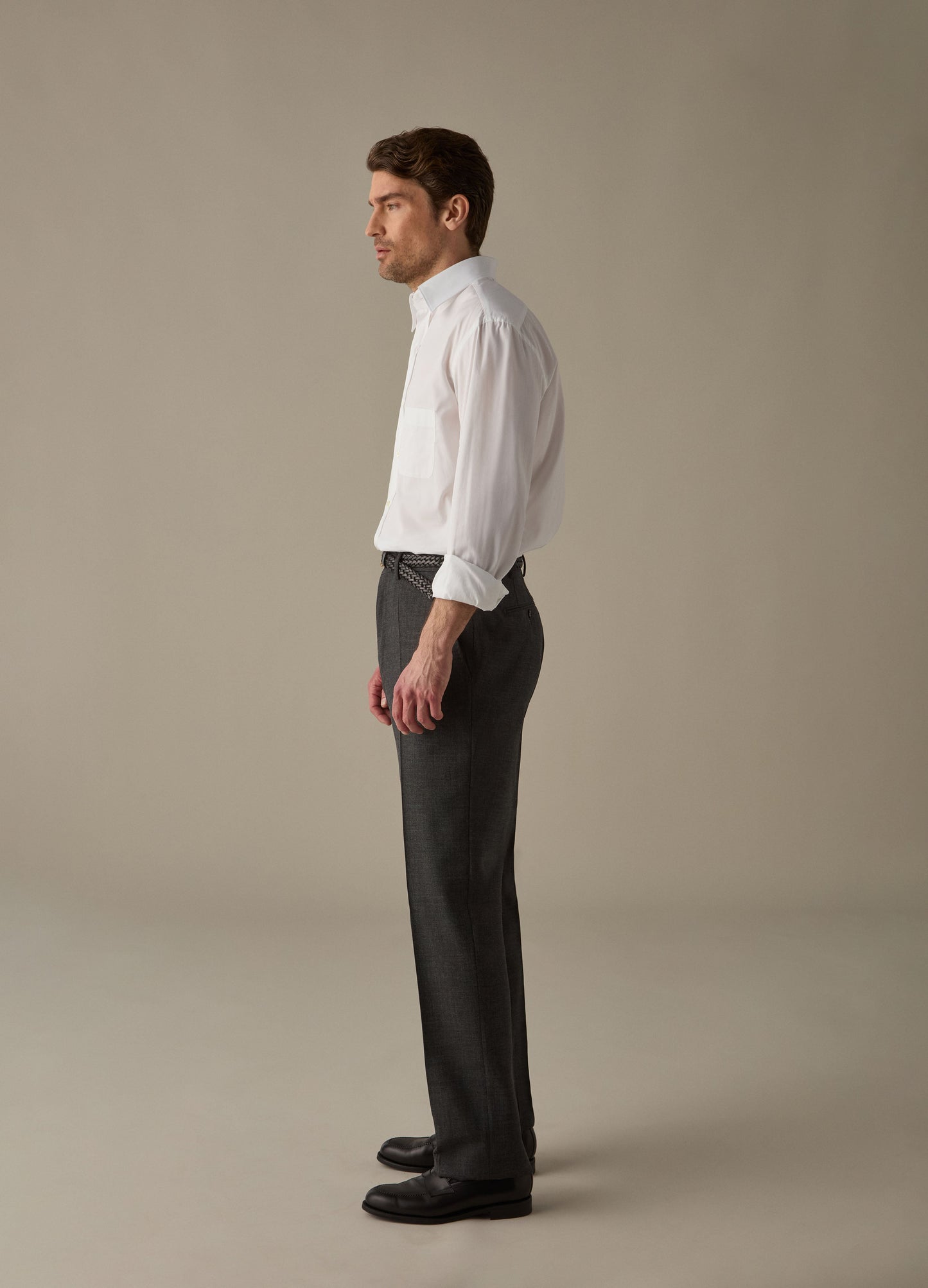 Alfie High Twist Wool Trousers - Mid Grey Berg & Berg