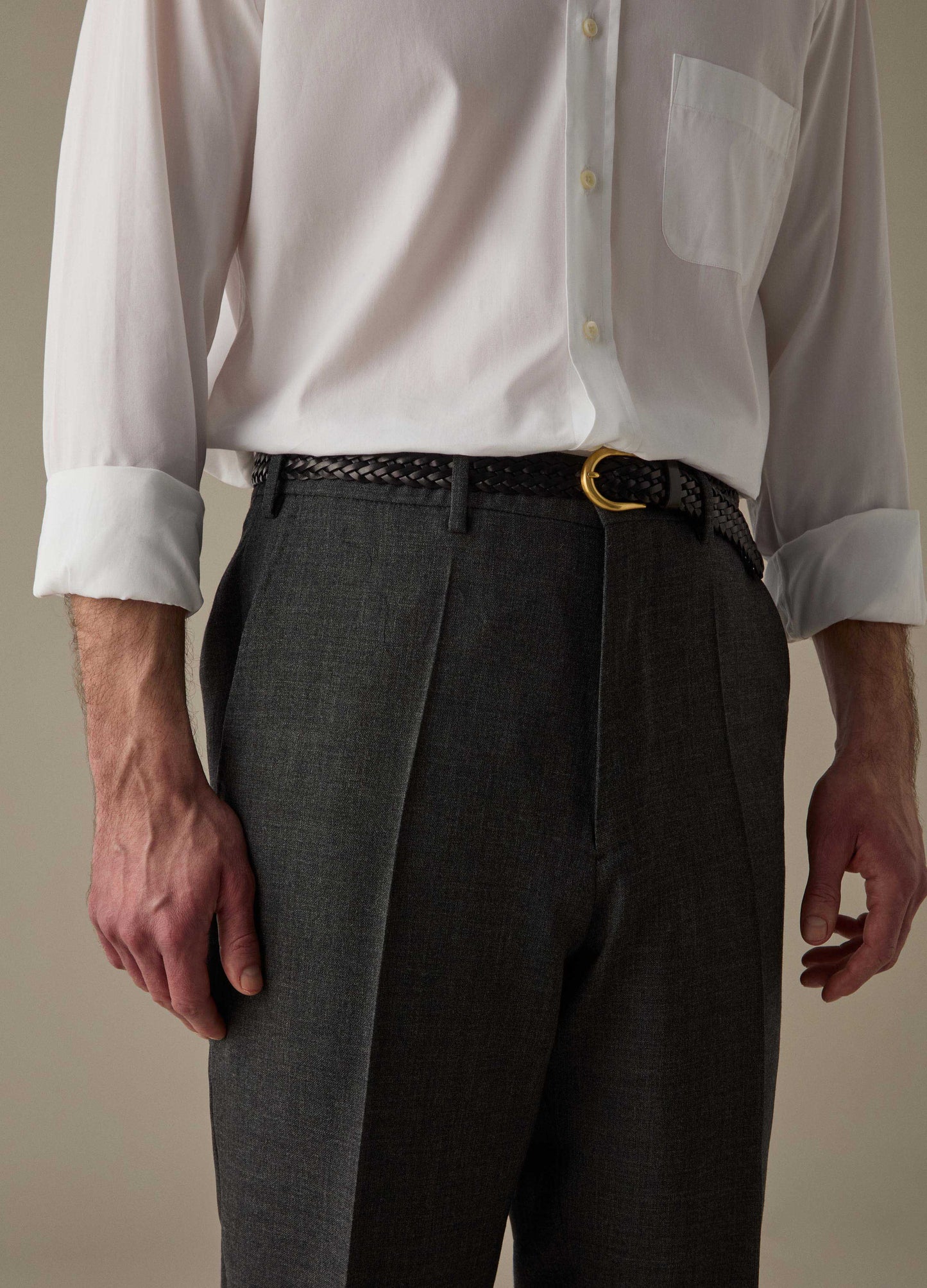 Alfie High Twist Wool Trousers - Mid Grey Berg & Berg