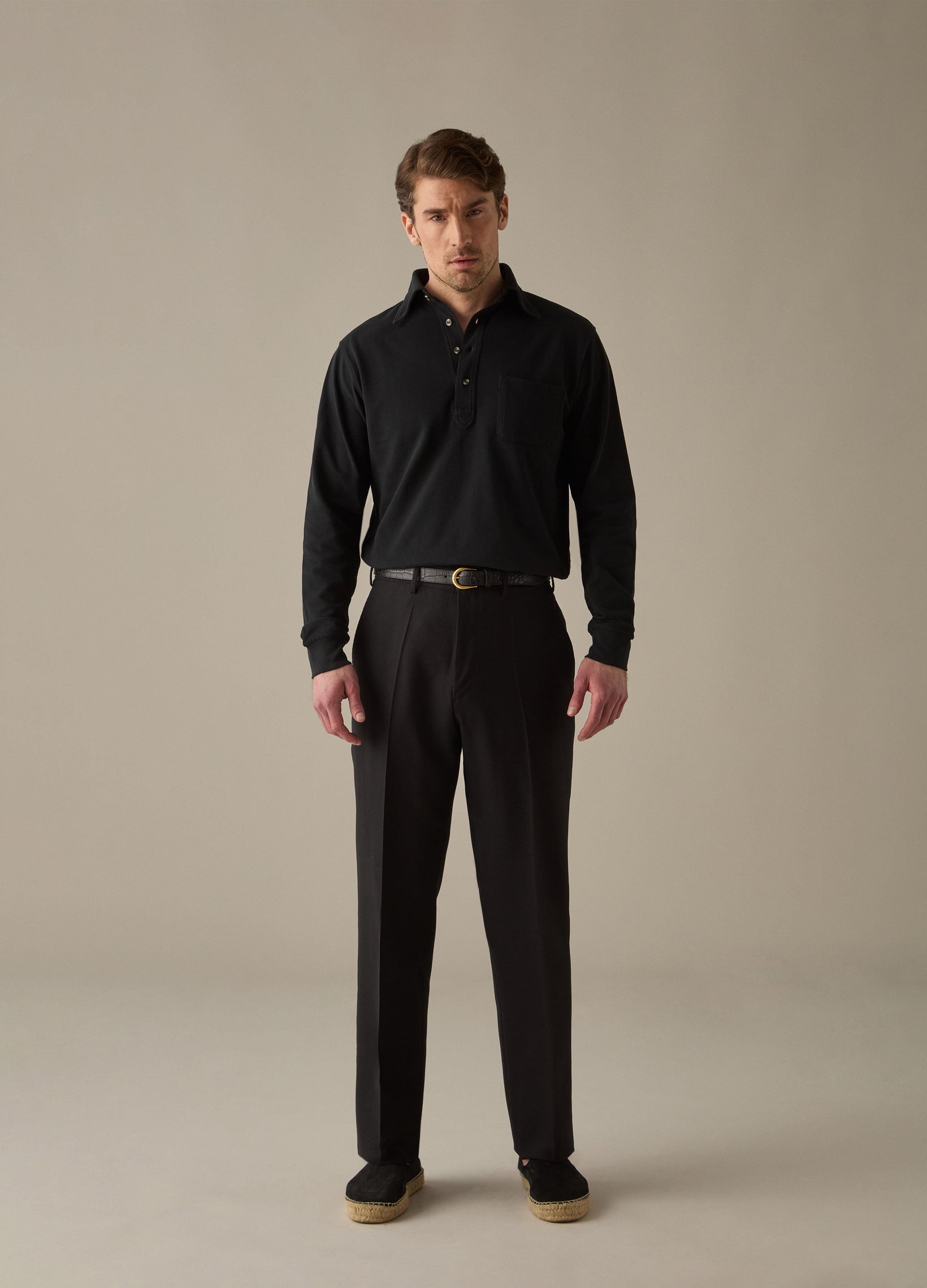 Alfie High Twist Wool Trousers - Black Berg & Berg