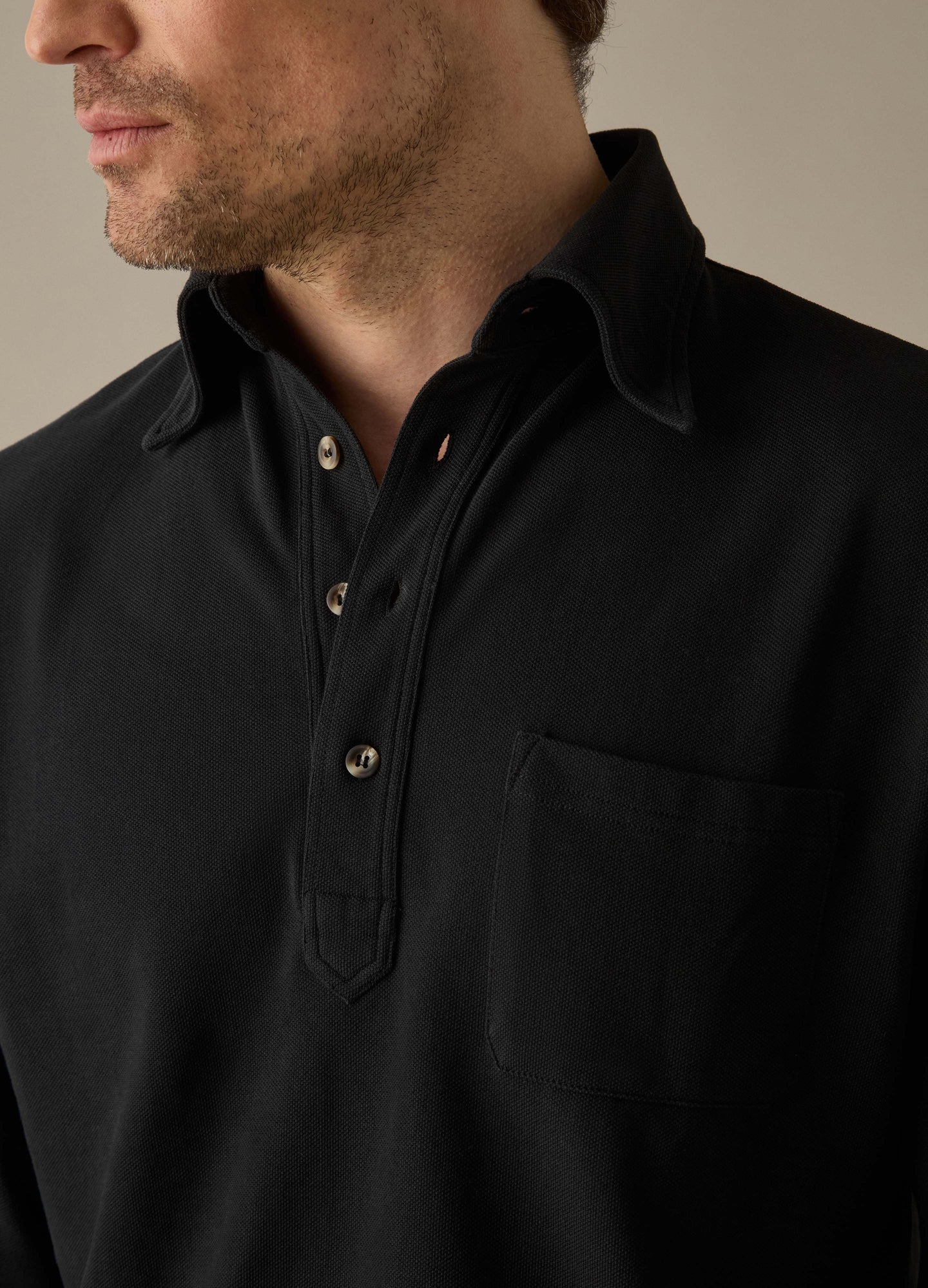 Teddy Long Sleeve Polo Shirt - Black Berg & Berg