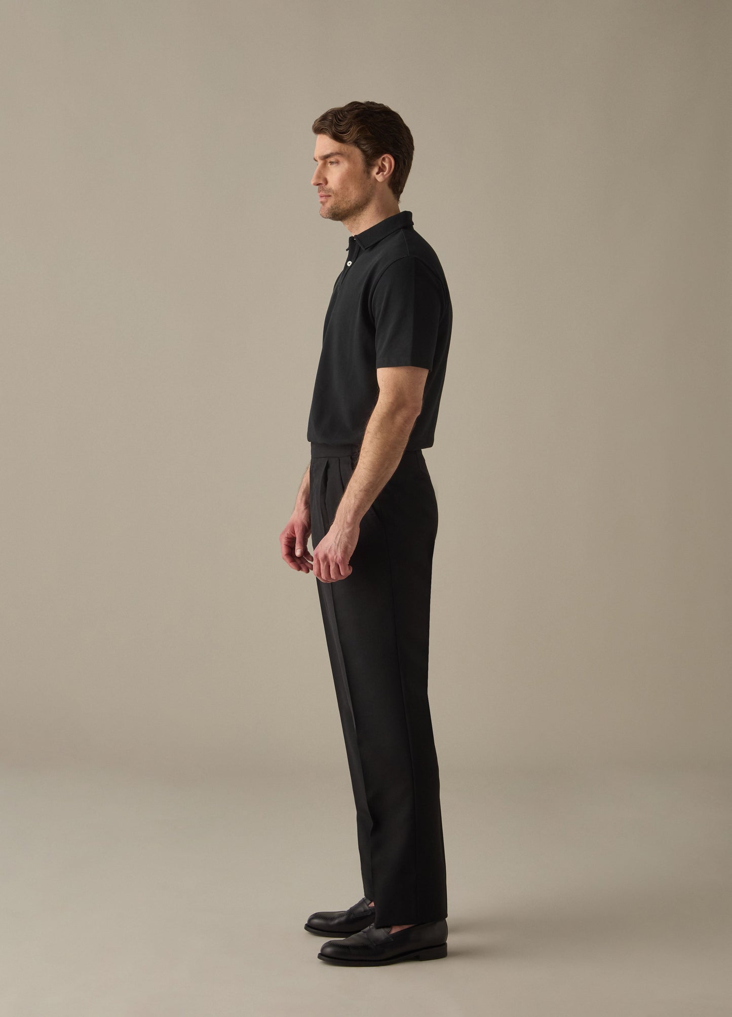 Antonio High Twist Wool Trousers - Black Berg & Berg