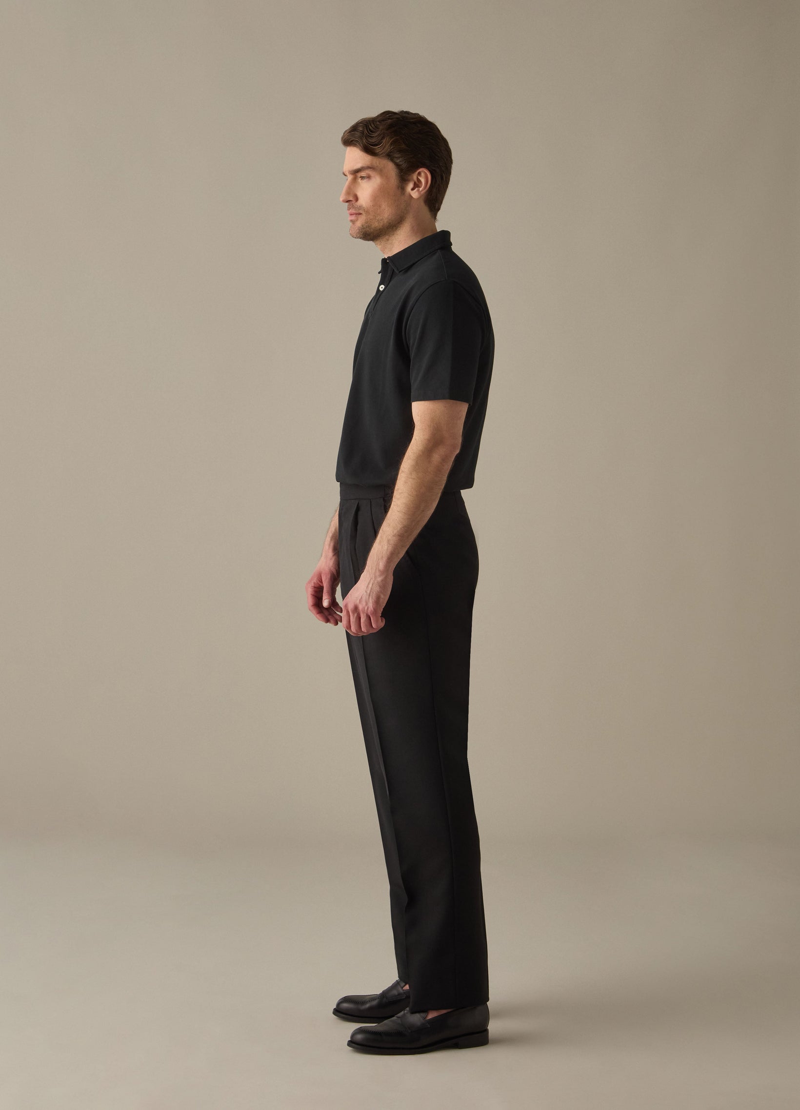 Antonio High Twist Wool Trousers - Black Berg & Berg