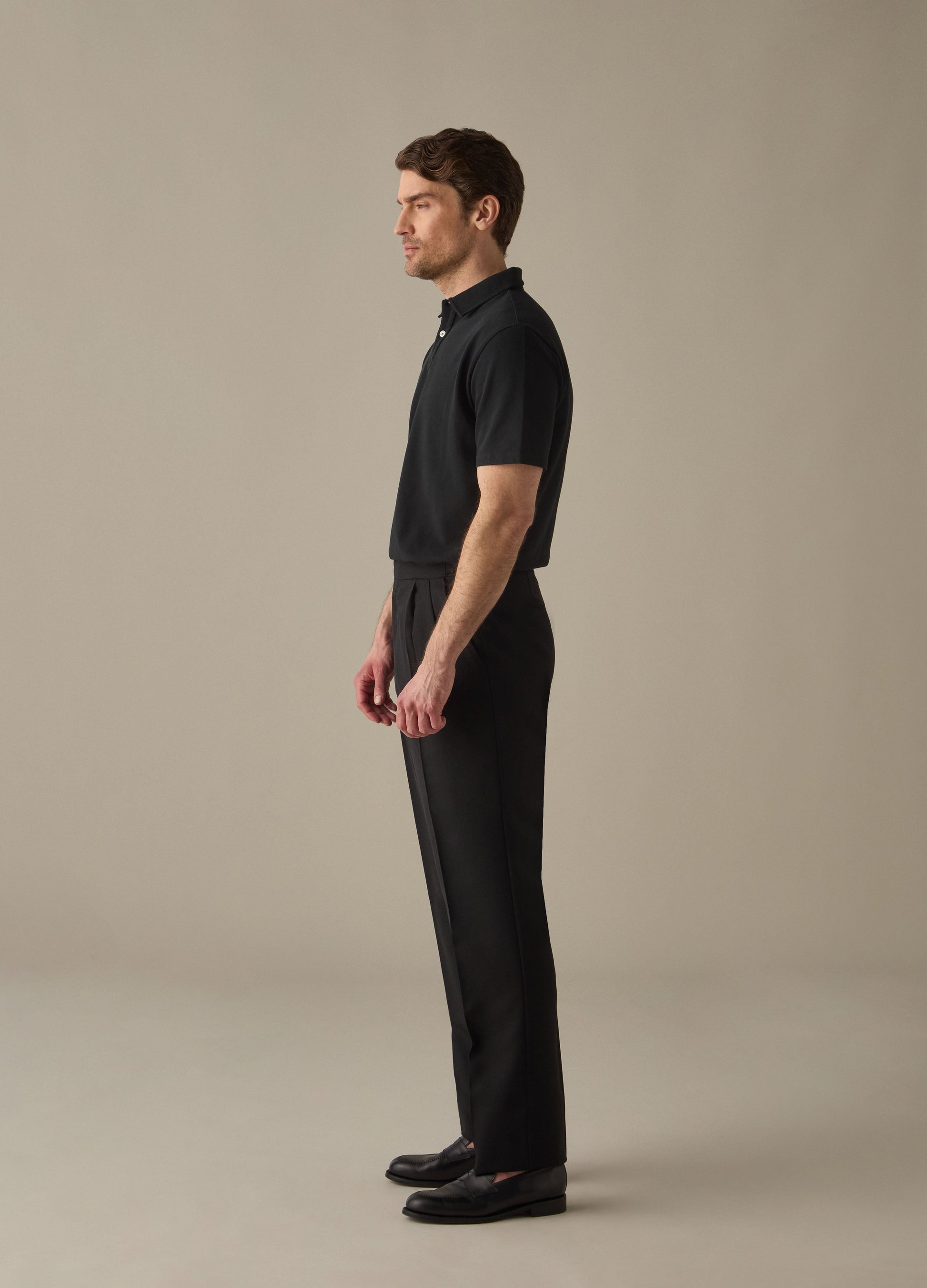 Antonio High Twist Wool Trousers - Black Berg & Berg