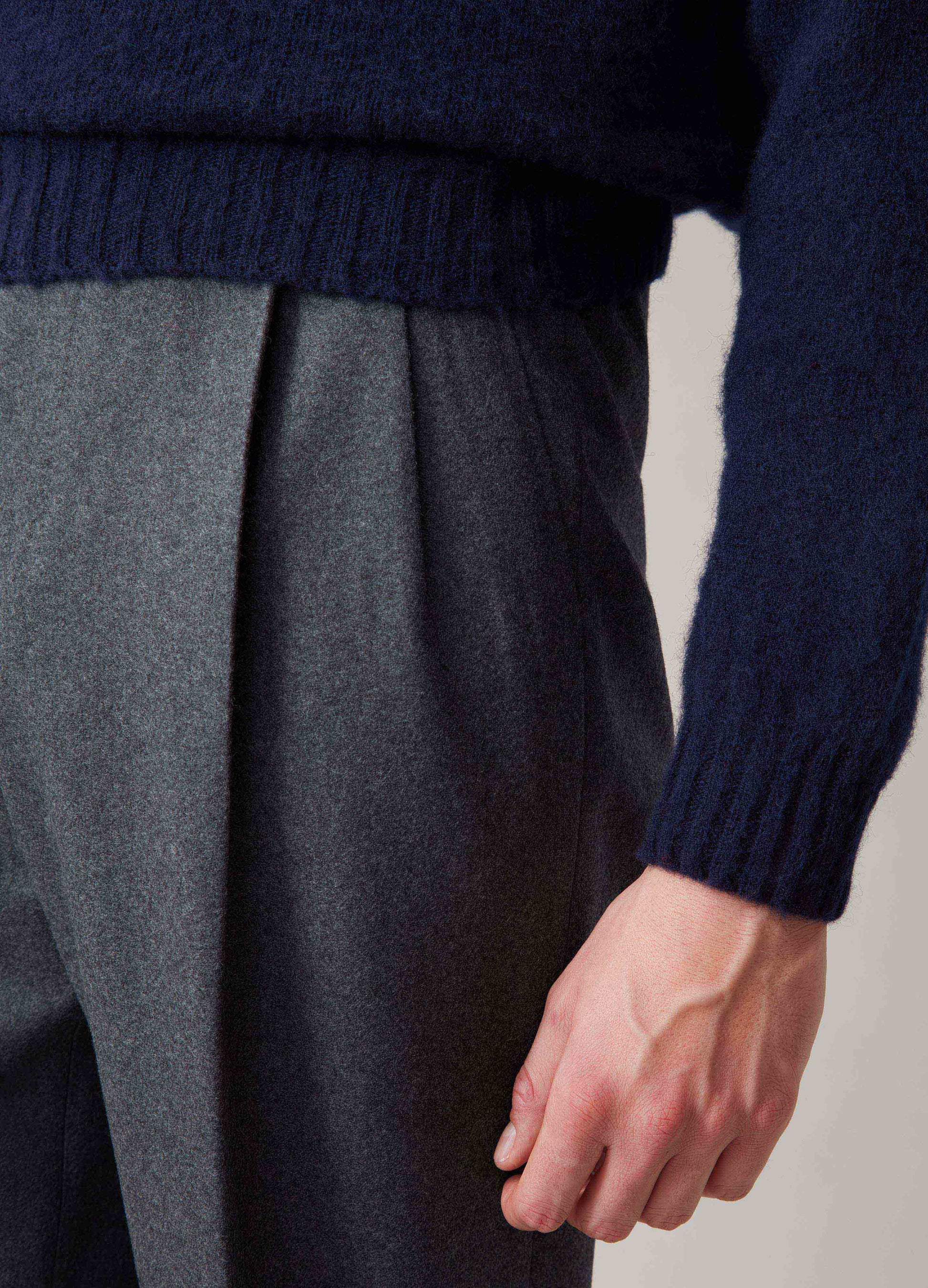 Antonio Flannel Trousers - Mid Grey | Berg & Berg