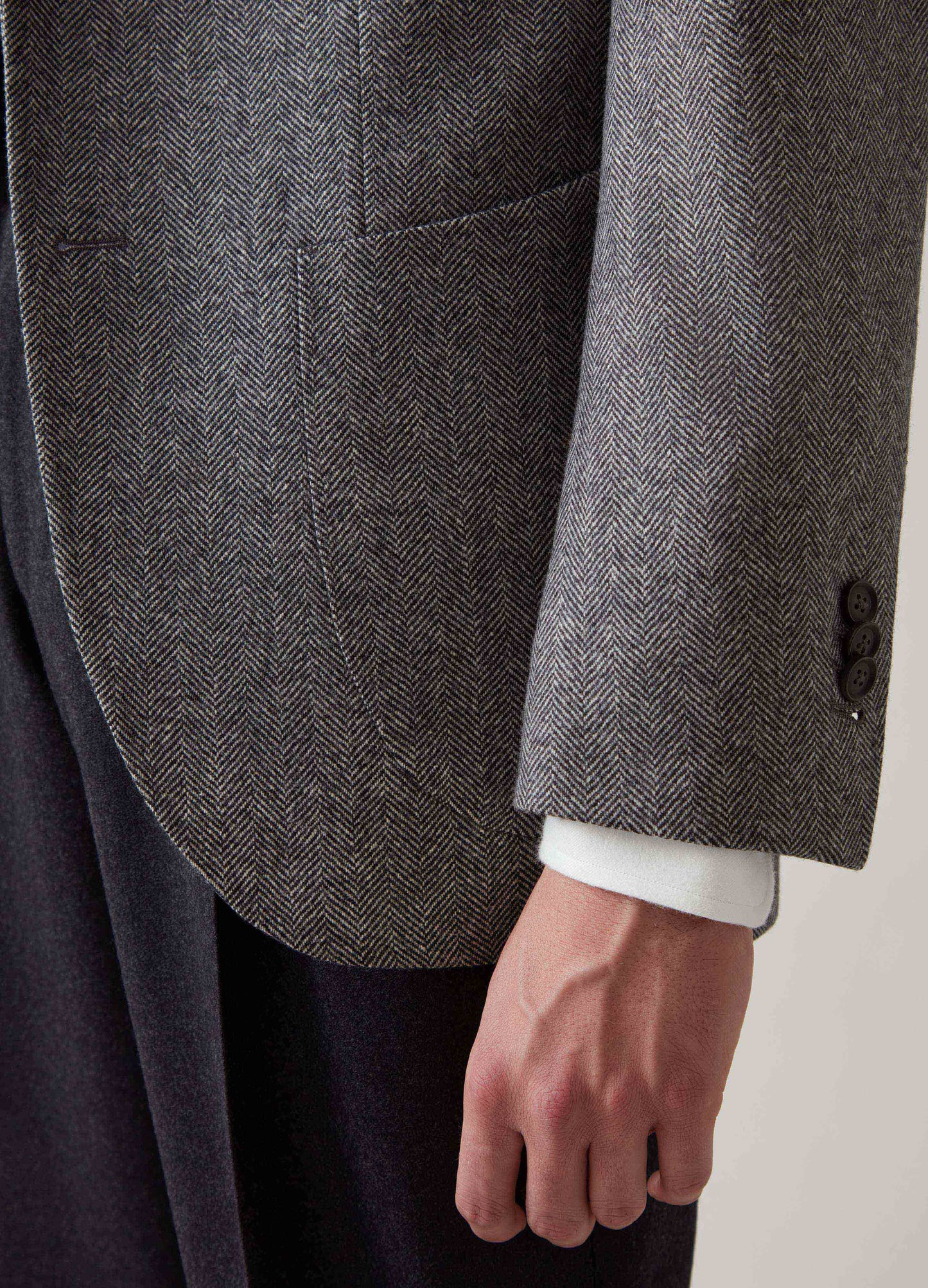 Dan Sport Wool/Cashmere Blazer - Black/White Herringbone | Berg & Berg