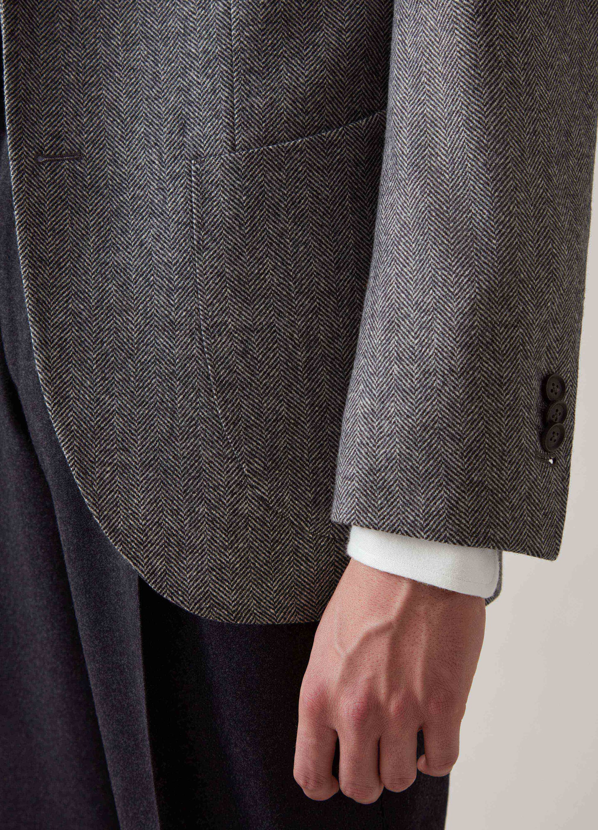 Dan Sport Wool/Cashmere Blazer - Black/White Herringbone | Berg & Berg