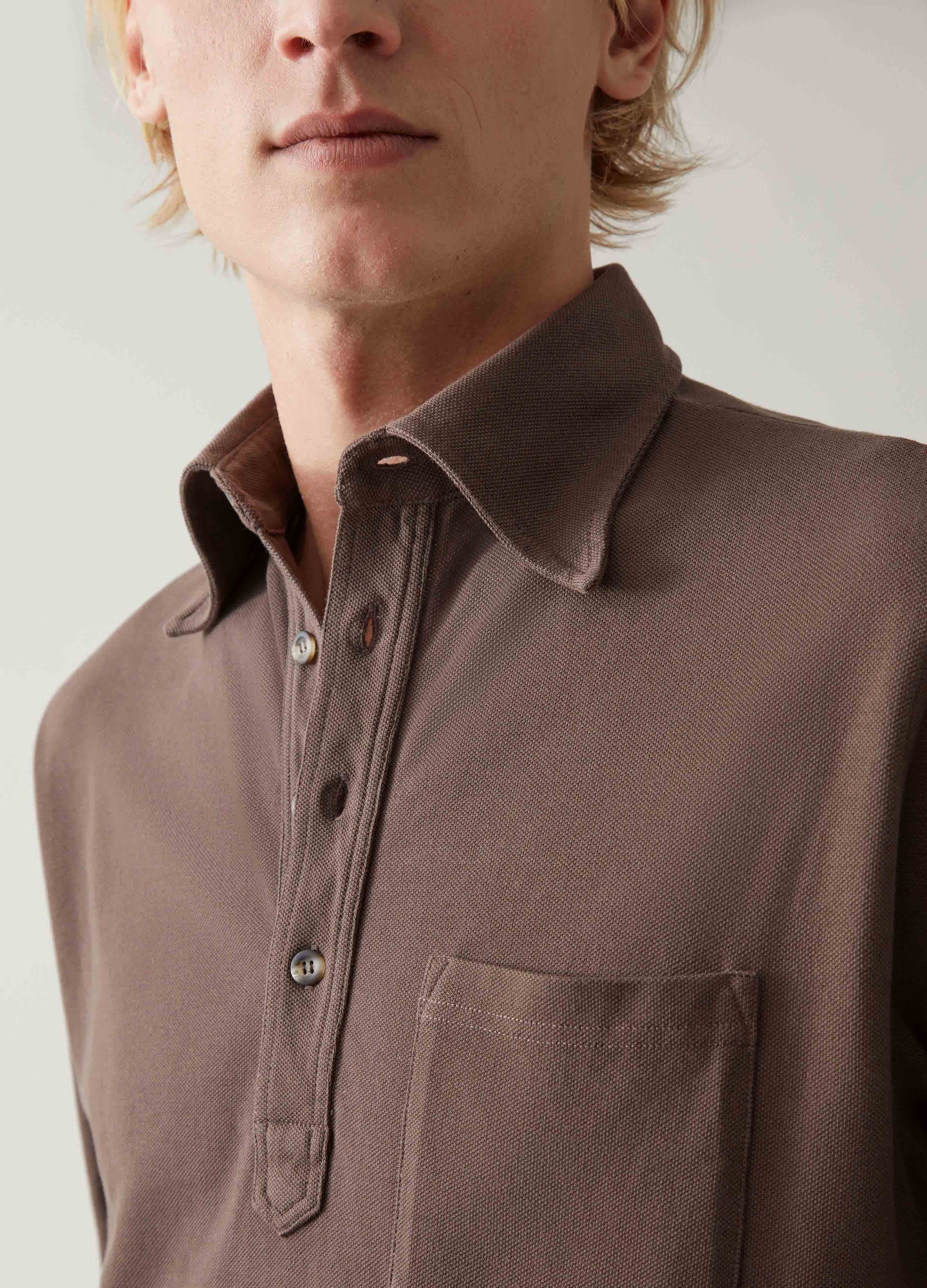 Teddy Long Sleeve Polo Shirt - Chocolate Berg & Berg