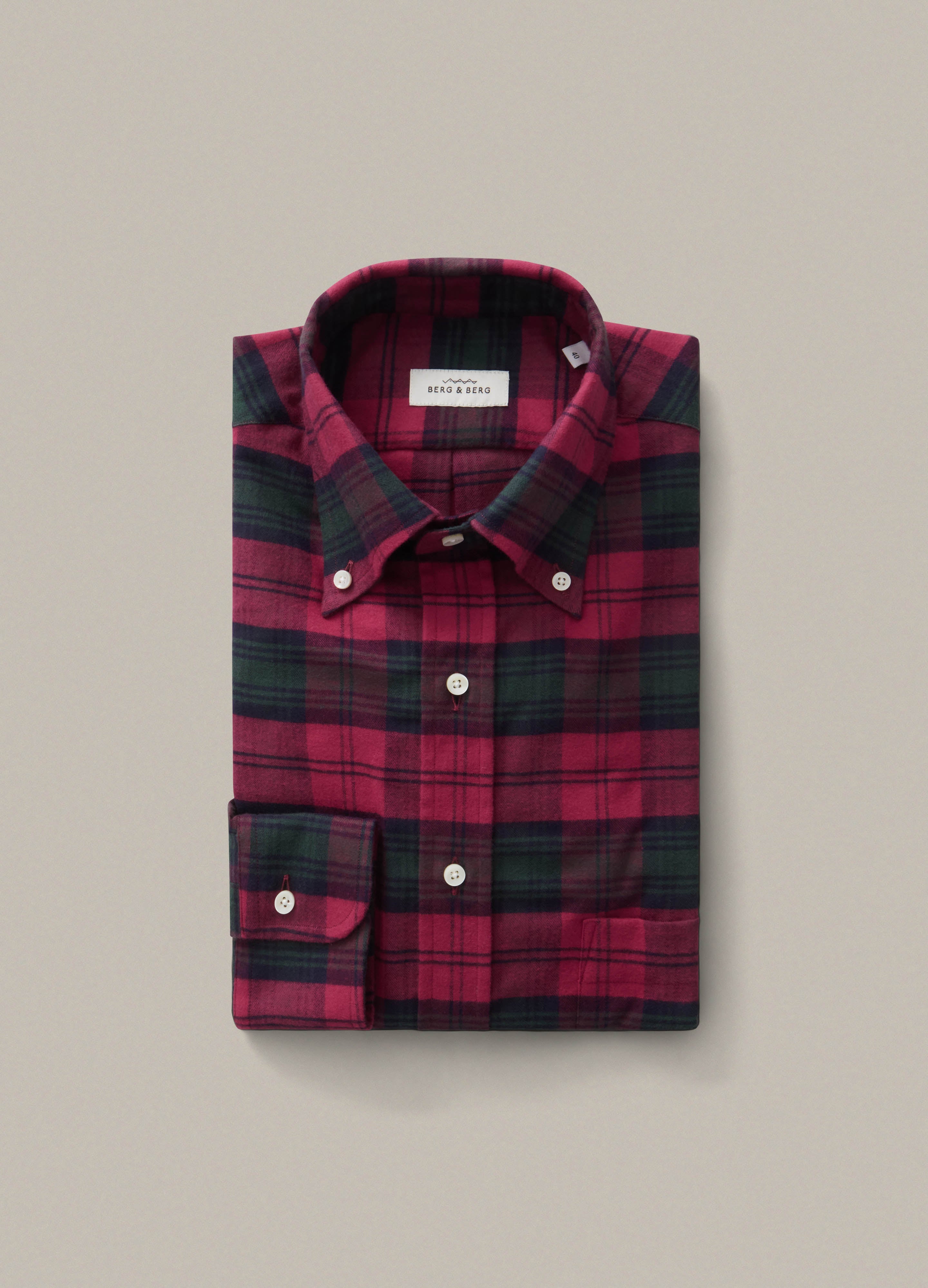 Ferdinand Button Down Shirt - Red/Green Tartan Berg & Berg