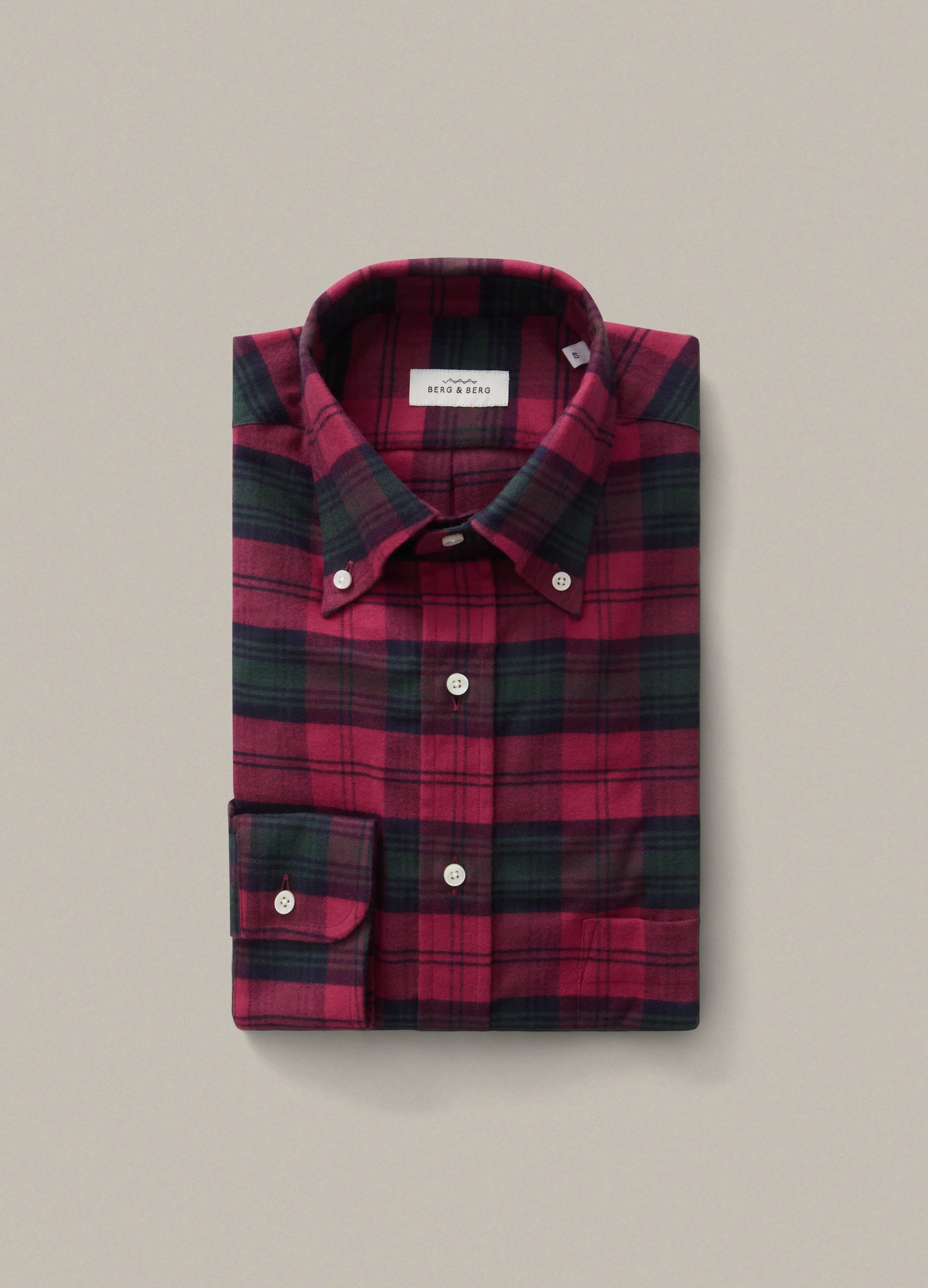 Ferdinand Button Down Shirt - Red/Green Tartan Berg & Berg