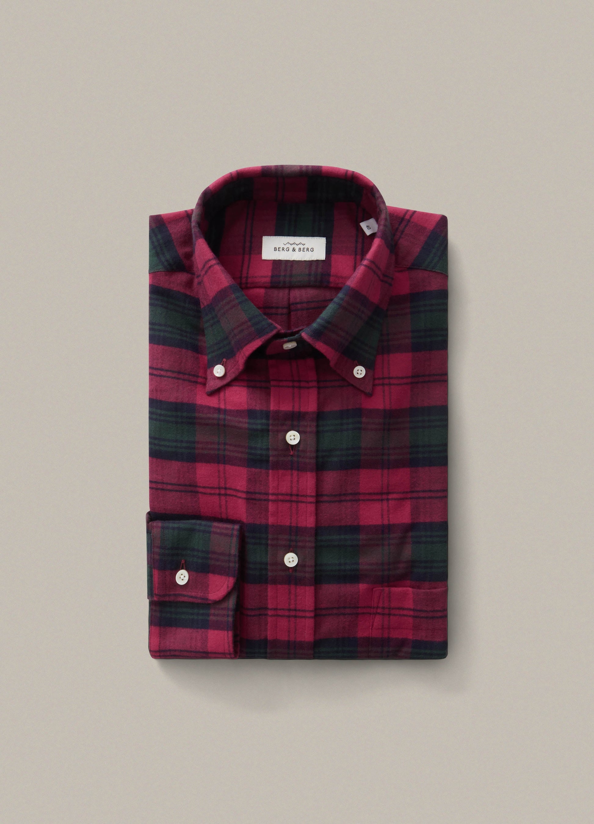 Ferdinand Button Down Shirt - Red/Green Tartan Berg & Berg