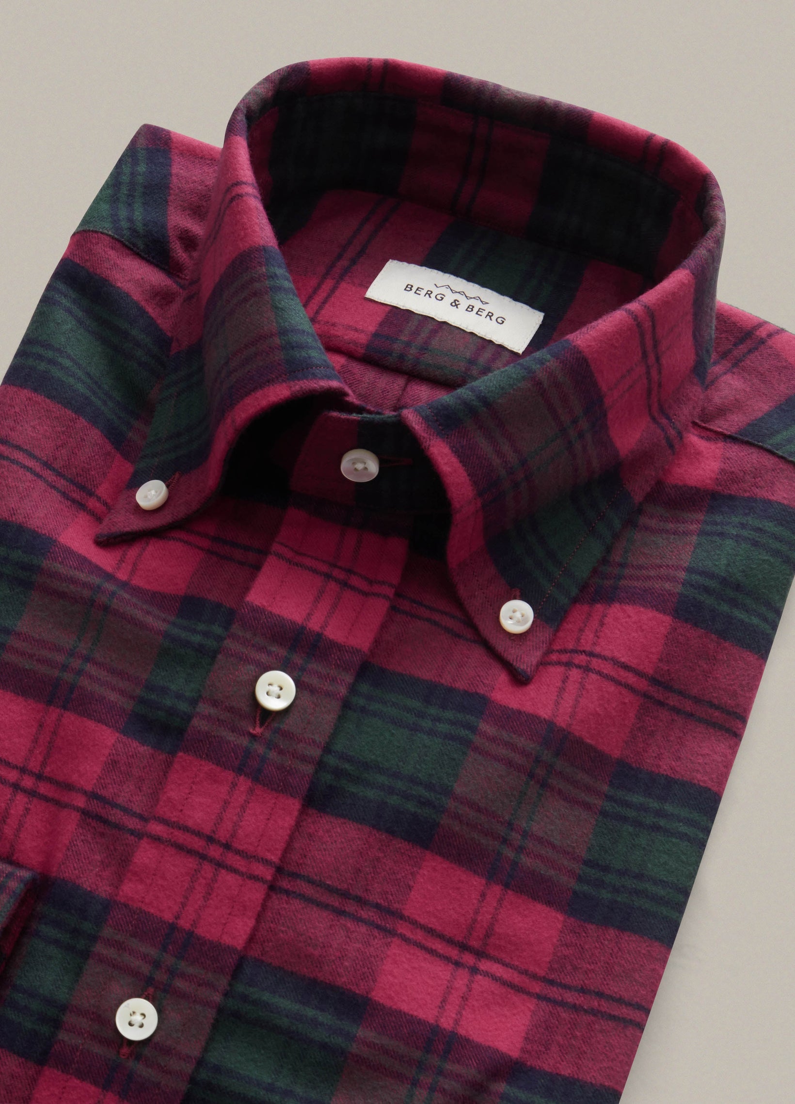 Ferdinand Button Down Shirt - Red/Green Tartan Berg & Berg