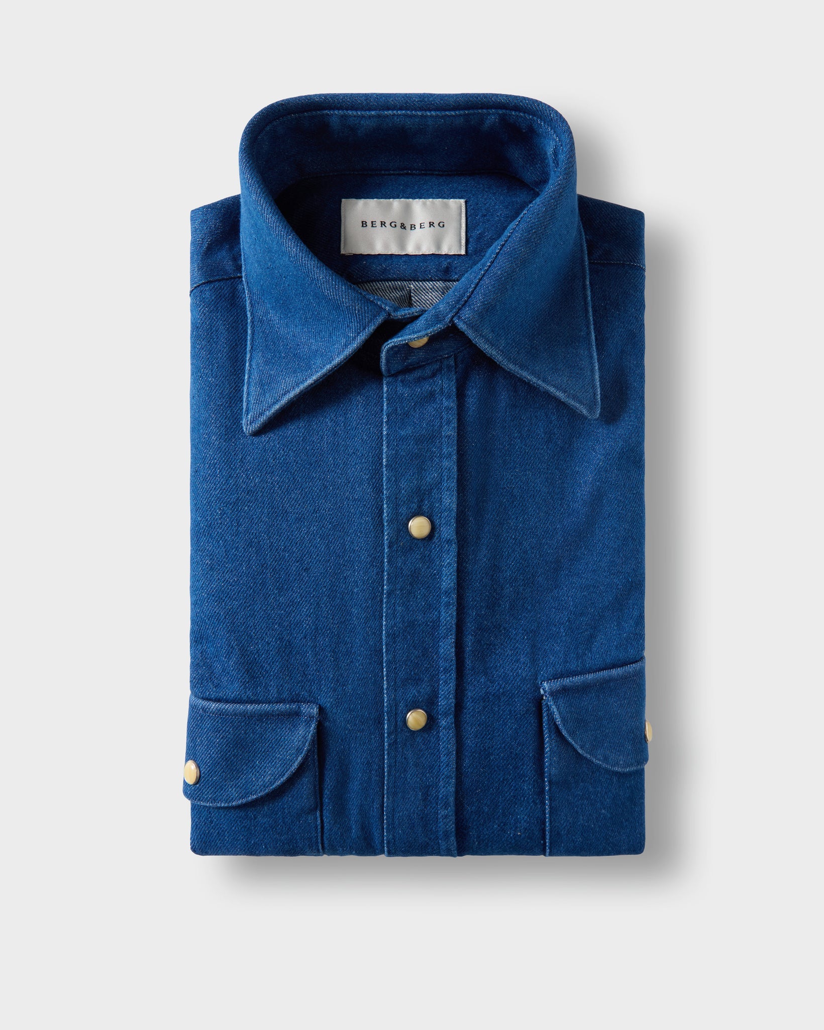 Fernando Western Shirt - Mid Blue Wash Berg & Berg