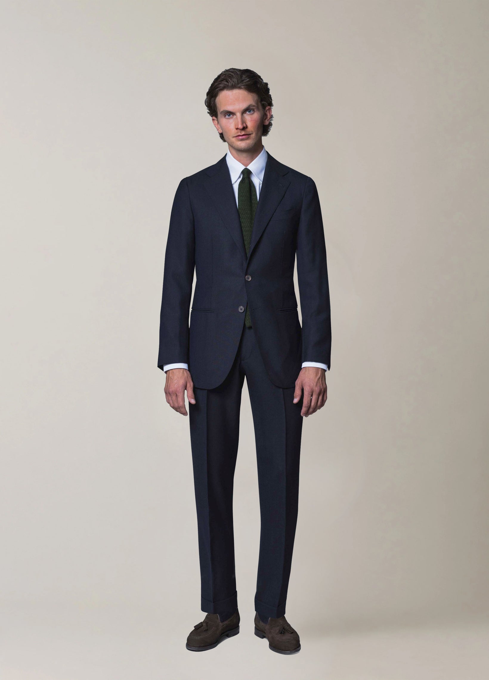 Dan High Twist Wool Blazer - Navy Berg & Berg