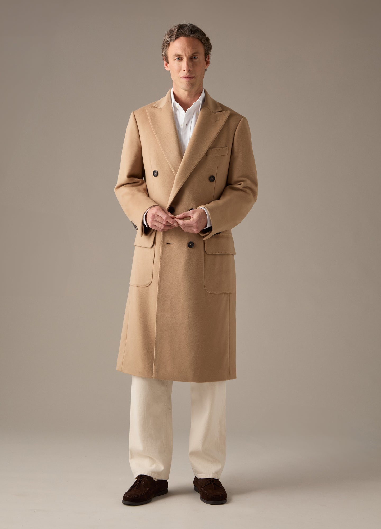 Noah Double Breasted Coat - Camel