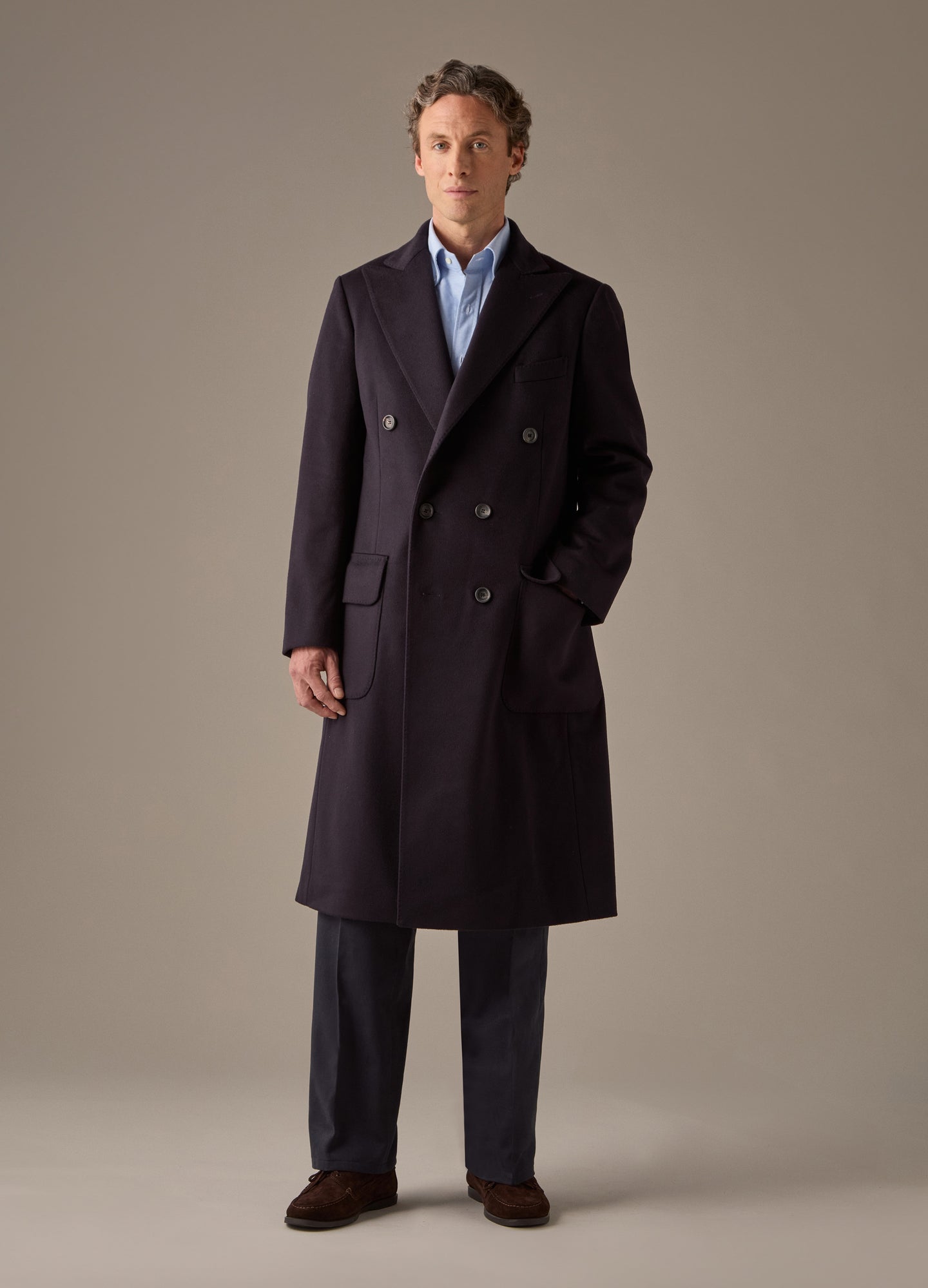 Noah Double Breasted Coat - Navy