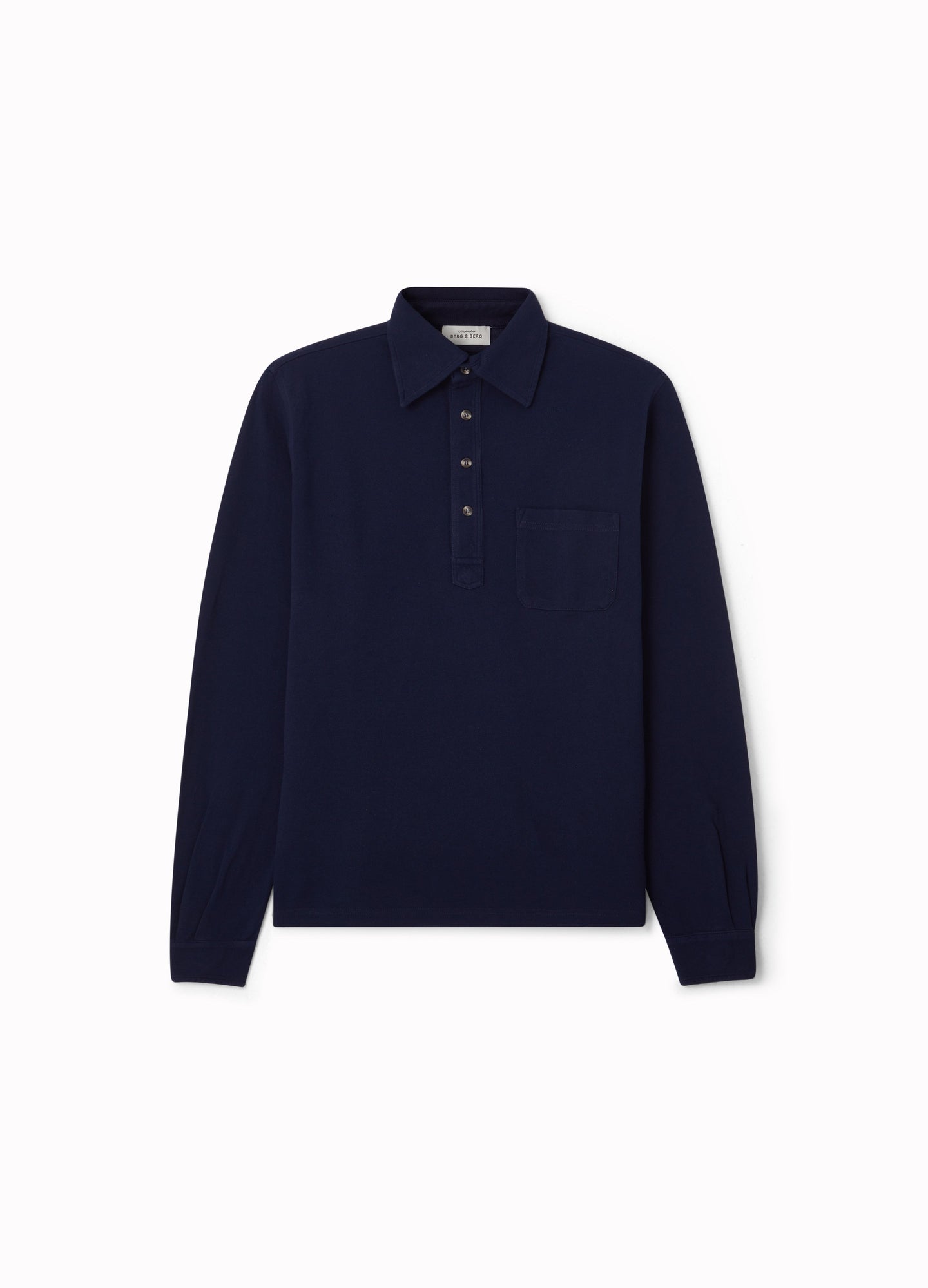 Ted Long Sleeve Polo Shirt - Navy Berg & Berg