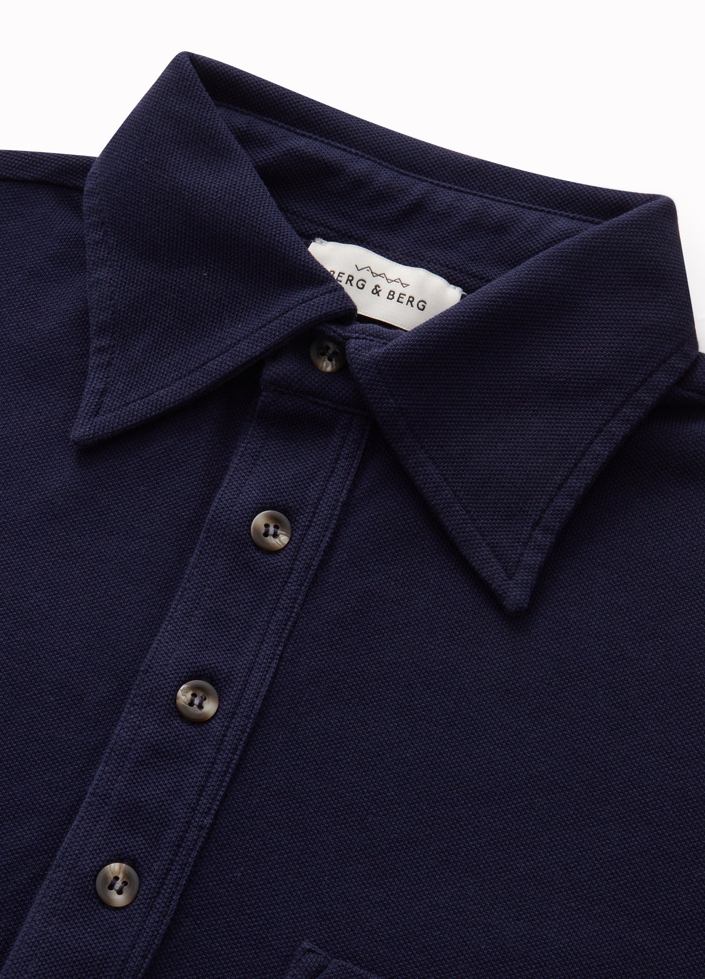 Ted Long Sleeve Polo Shirt - Navy Berg & Berg