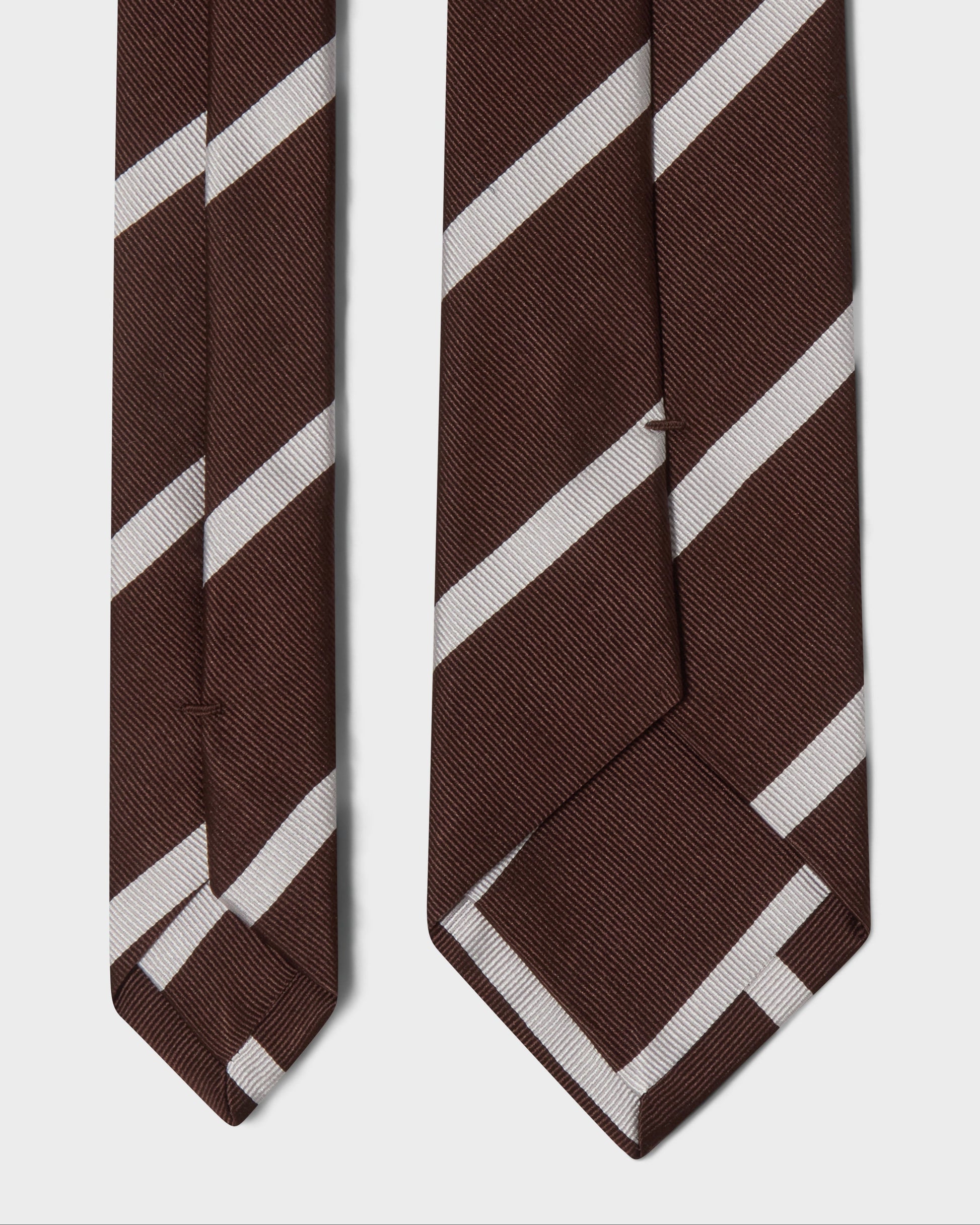 Striped Silk Tie - Brown/White Berg & Berg