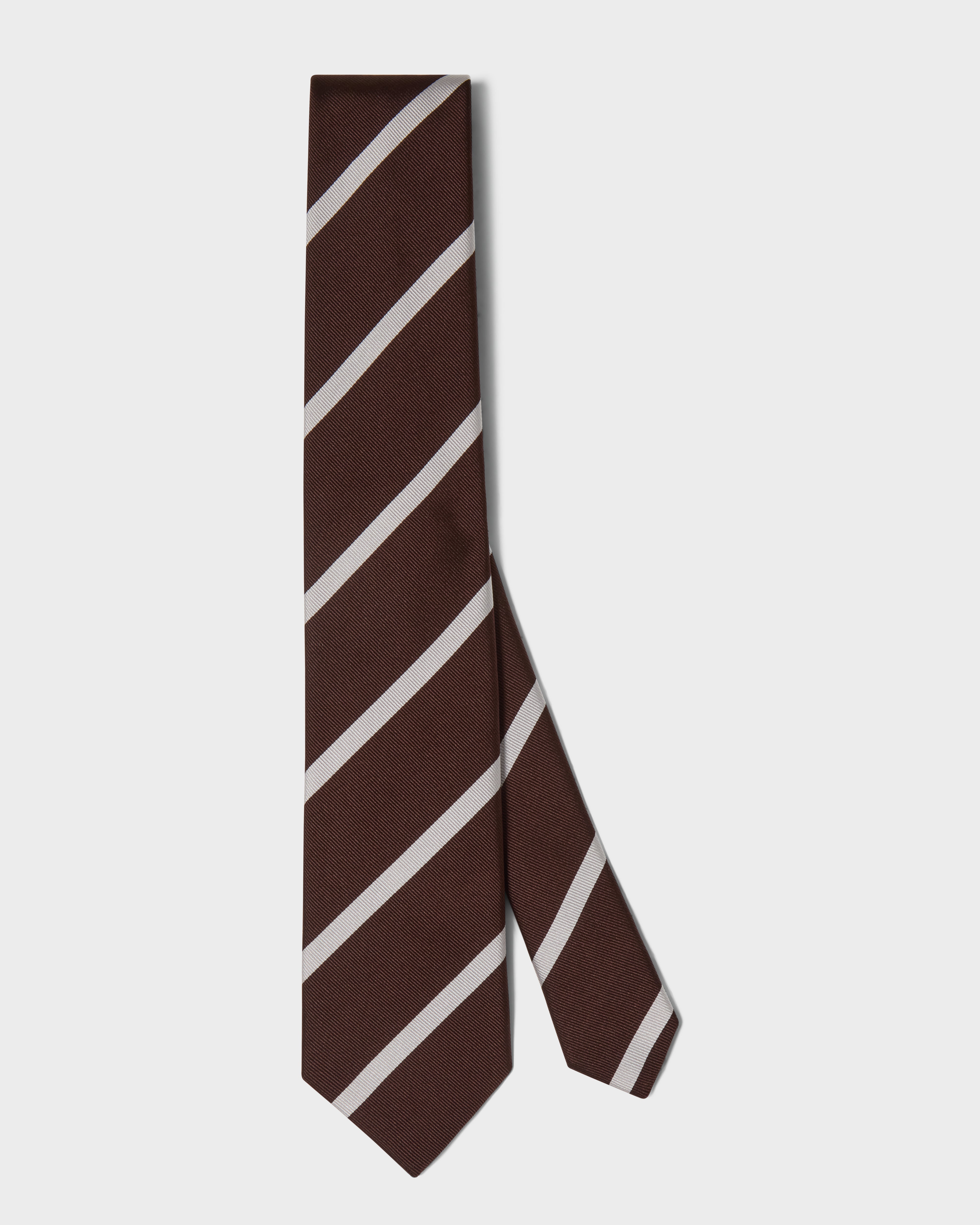 Striped Silk Tie - Brown/White Berg & Berg