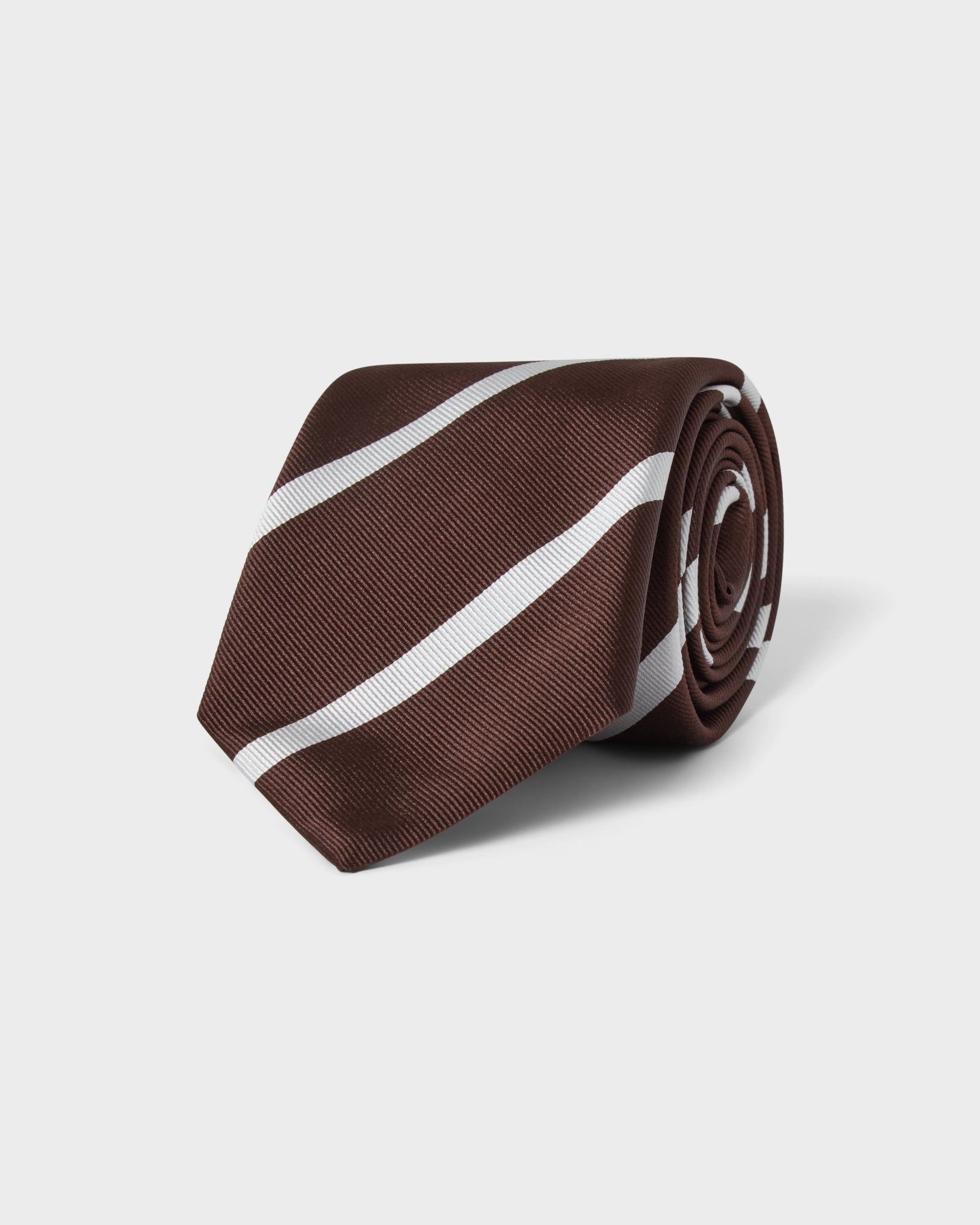 Striped Silk Tie - Brown/White Berg & Berg