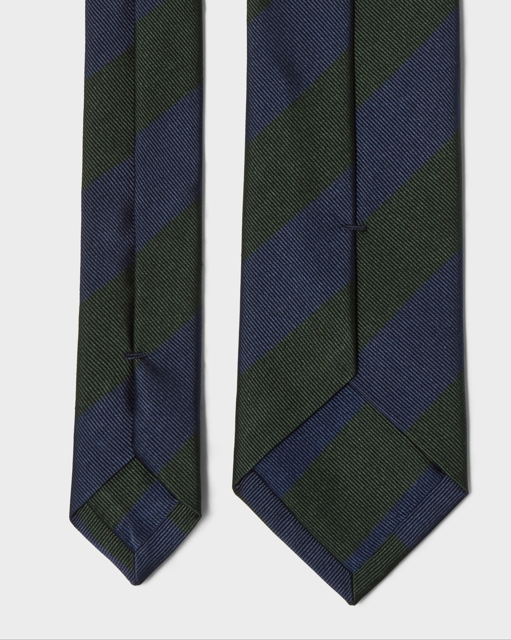 Block Stripe Silk Tie - Navy/Bottle Green Berg & Berg
