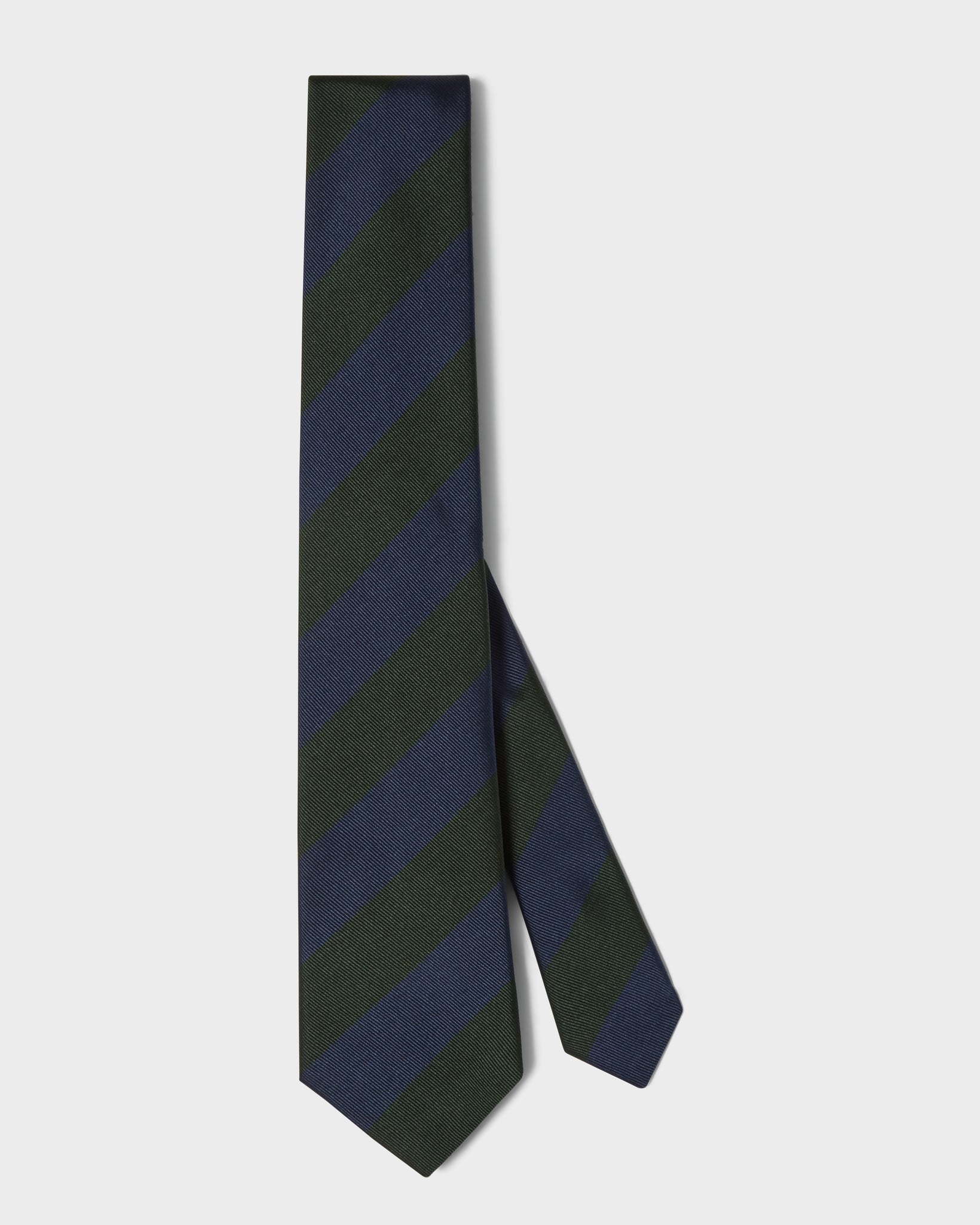 Block Stripe Silk Tie - Navy/Bottle Green Berg & Berg