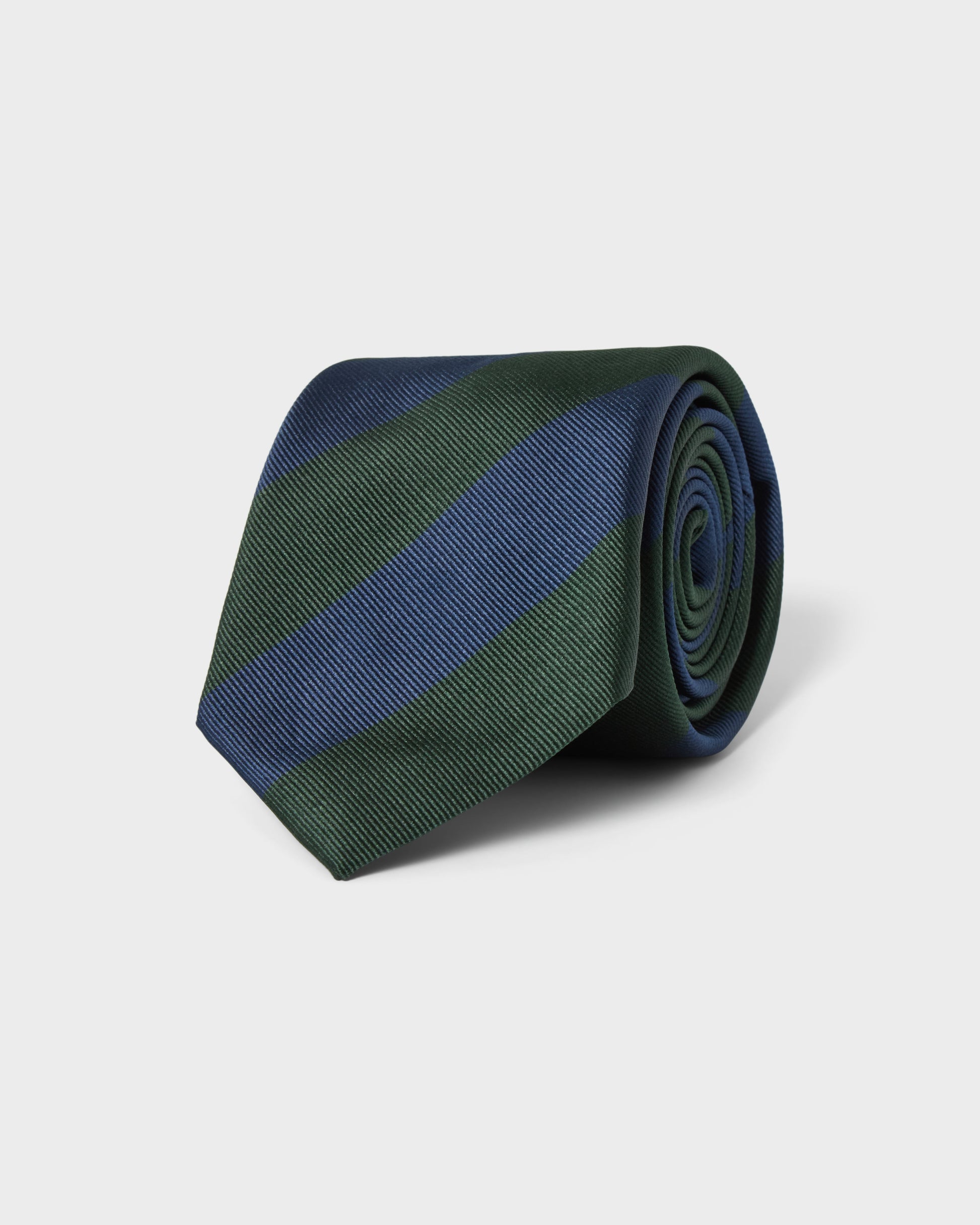 Block Stripe Silk Tie - Navy/Bottle Green Berg & Berg