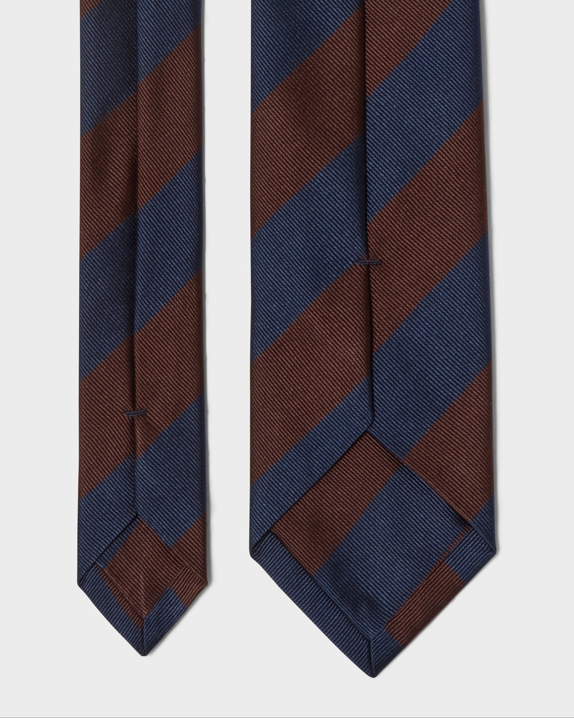 Block Stripe Silk Tie - Brown/Navy | Berg & Berg