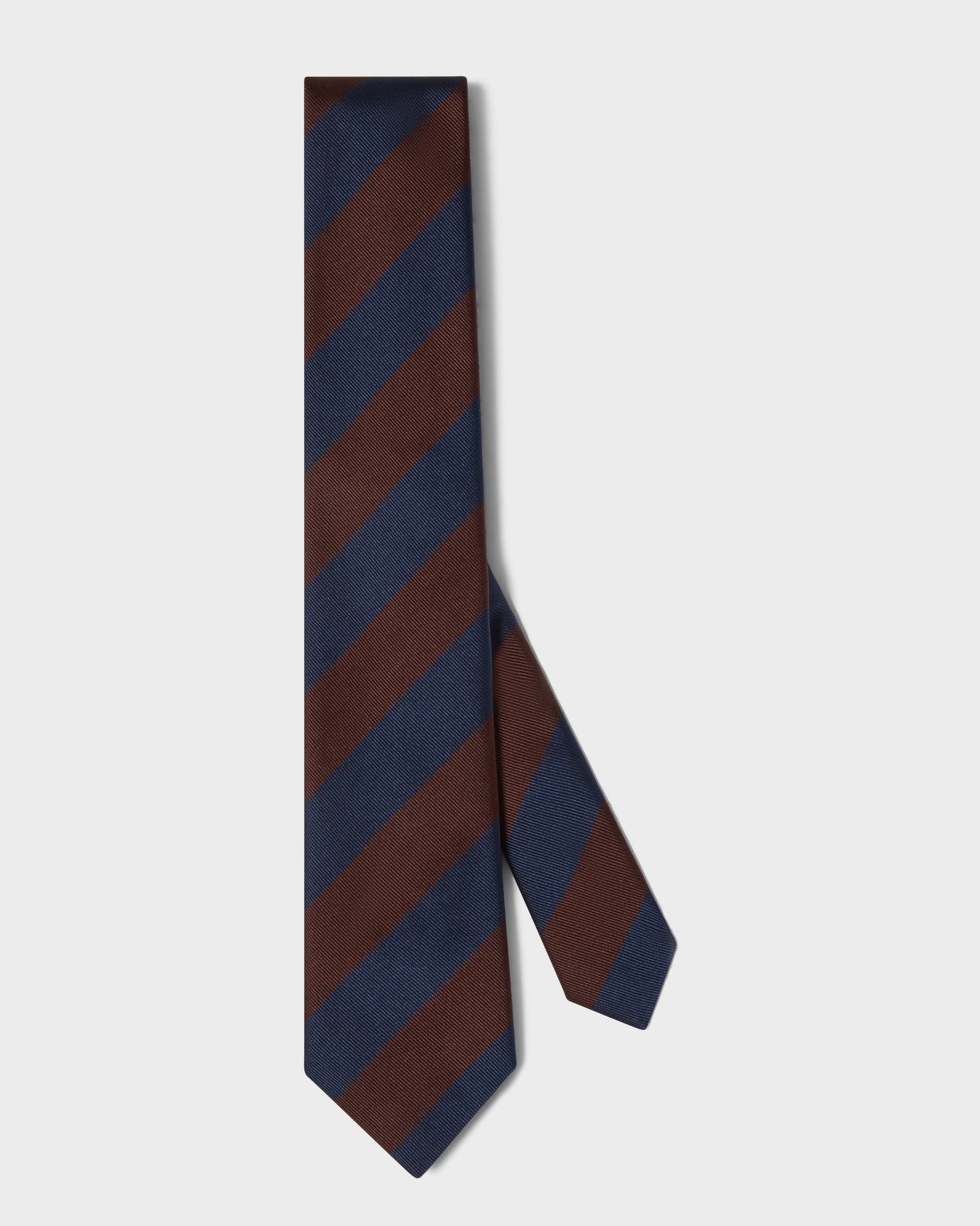 Block Stripe Silk Tie - Brown/Navy | Berg & Berg